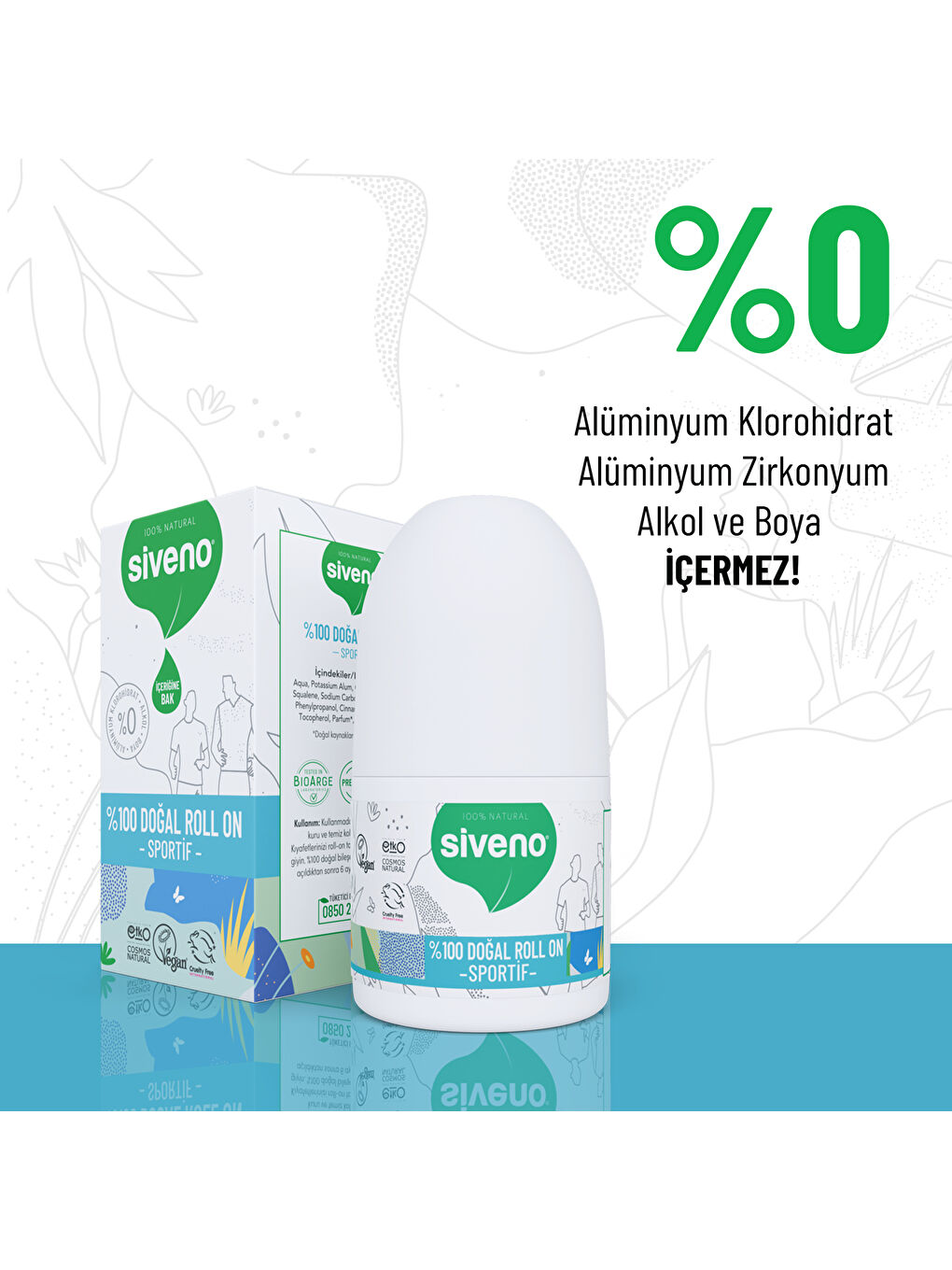 %100 Doğal Roll-On Sportif Sporcu Deodorant Ter Kokusu Önleyici Bitkisel Lekesiz Vegan 50 ml-2