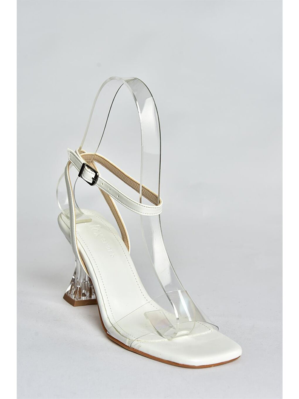 Beyaz Cam Topuklu Kadın Ayakkabı P518291709-4