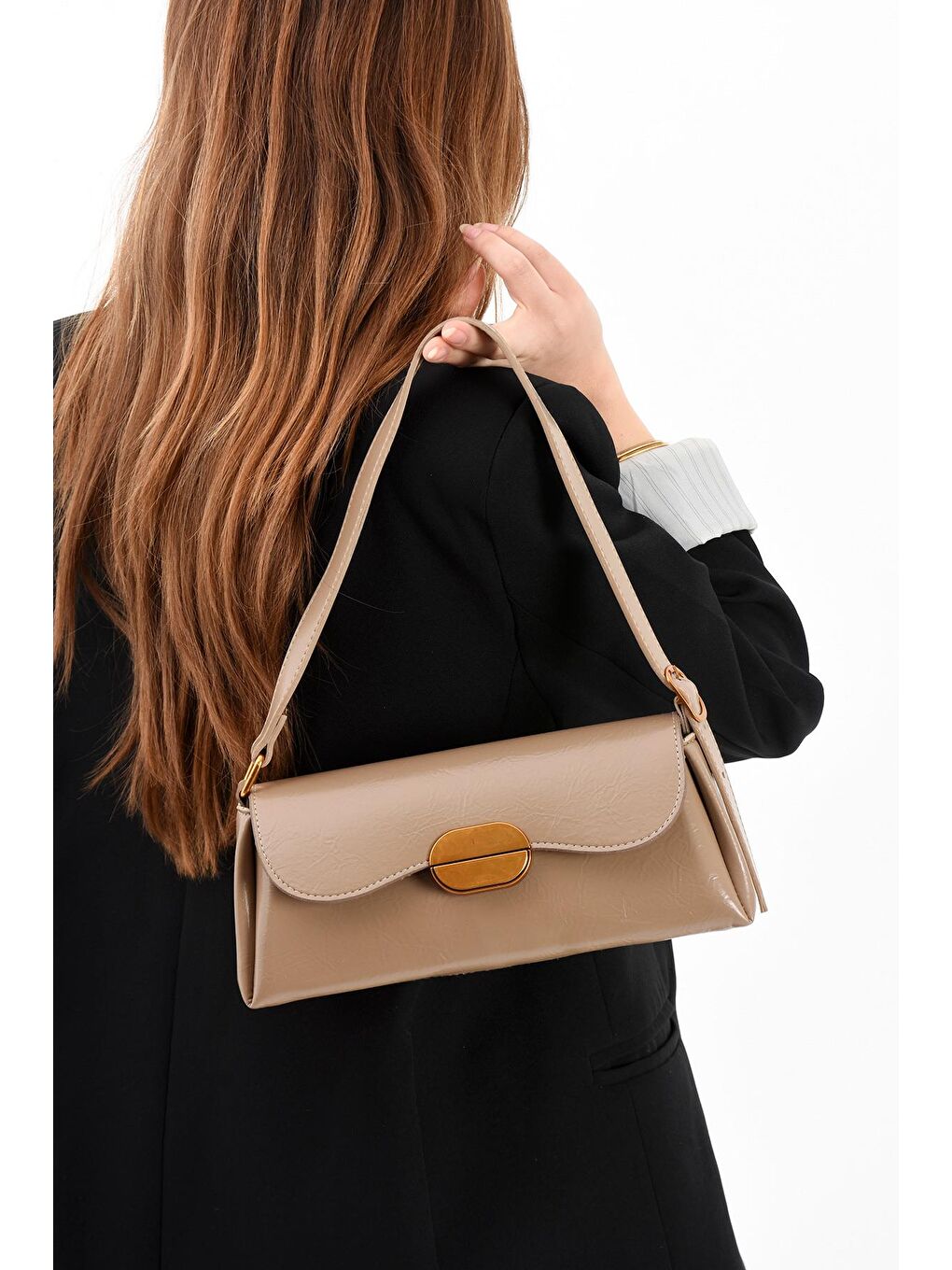 Bej Noir Gold Tokalı Kadın Omuz Çantası BP-4857O-1