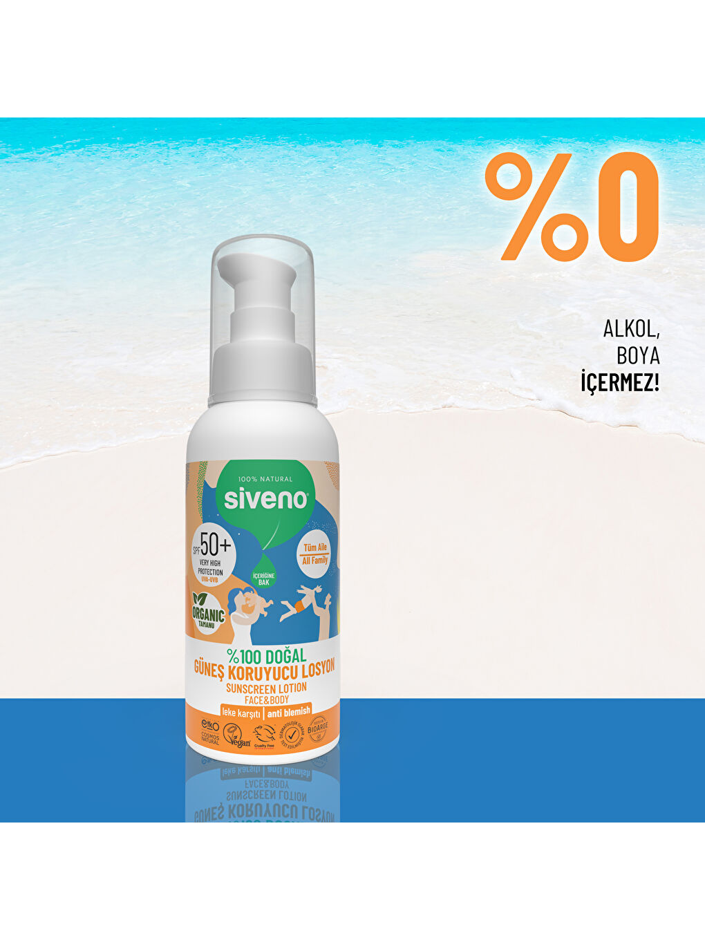 %100 Doğal ve Organik Tamanu Yağlı Güneş Losyonu Mineral Filtreli Tüm Aile İçin SPF 50+ 100 ml-2