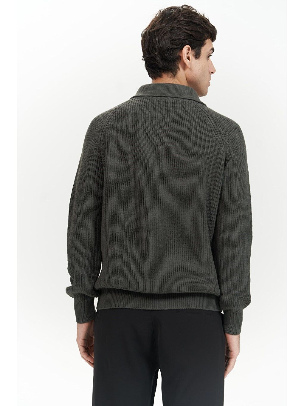 Vander Düğme Detay Antrasit Erkek Triko Kazak-3