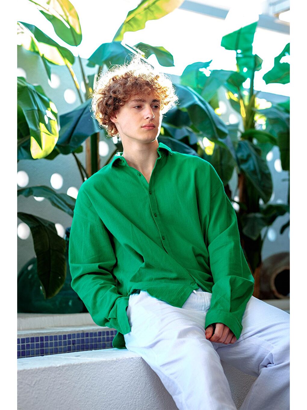 Yeşil Krinkıl Kumaş Gömlek 3YXE2-46973-08