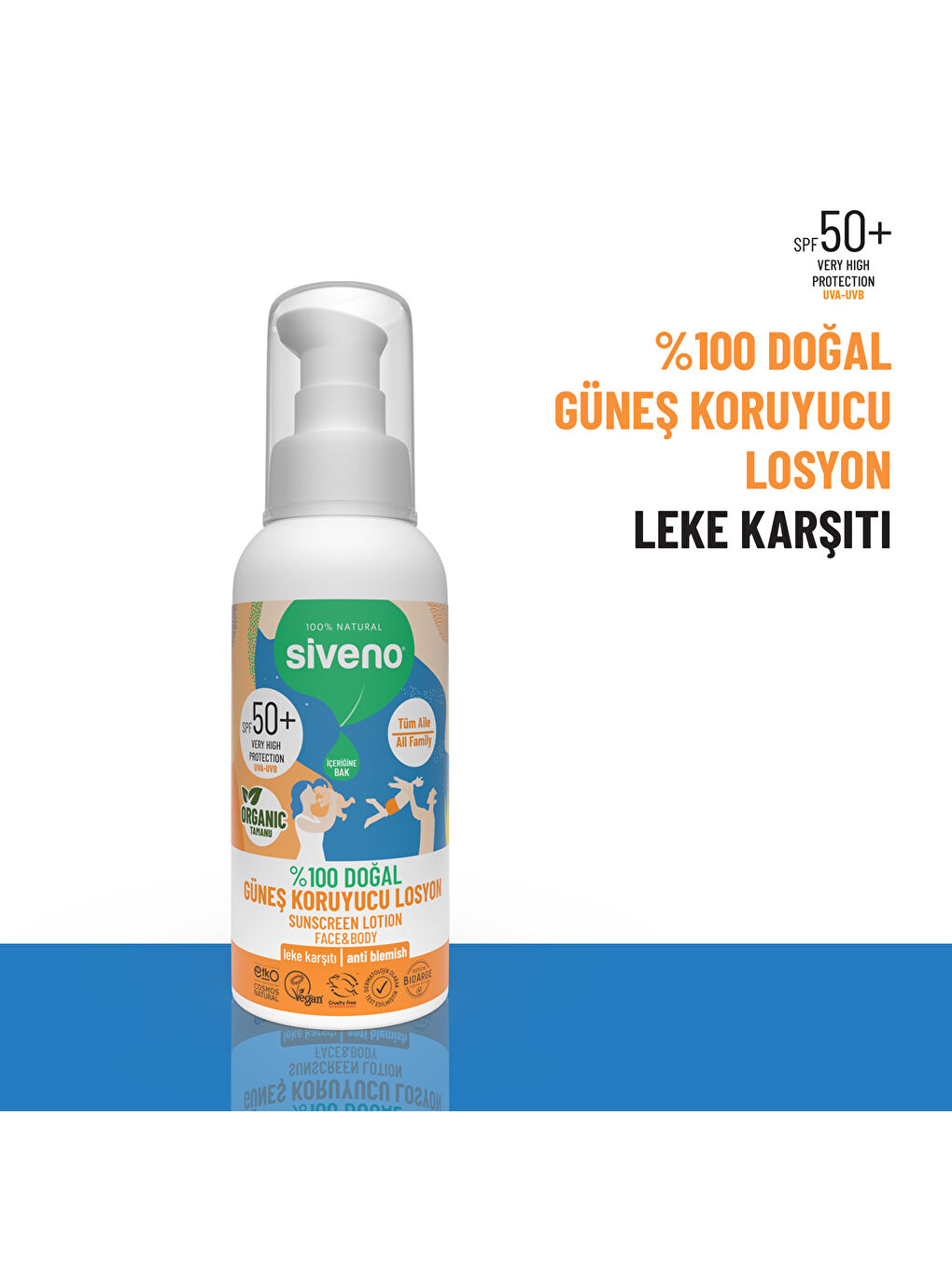 %100 Doğal ve Organik Tamanu Yağlı Güneş Losyonu Mineral Filtreli Tüm Aile İçin SPF 50+ 100 ml-5