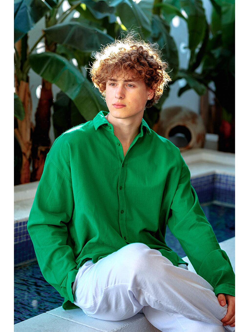 Yeşil Krinkıl Kumaş Gömlek 3YXE2-46973-08-1