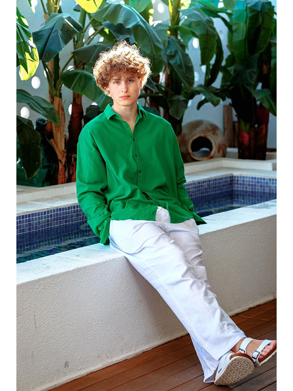 Yeşil Krinkıl Kumaş Gömlek 3YXE2-46973-08-3