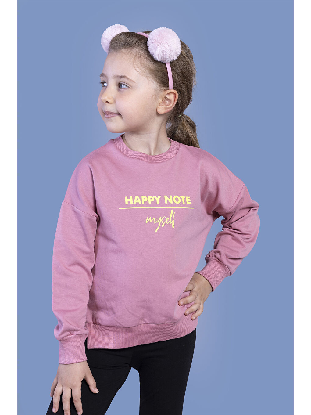 Pembe Kız Çocuk Sırtı Baskılı Sweatshirt-1