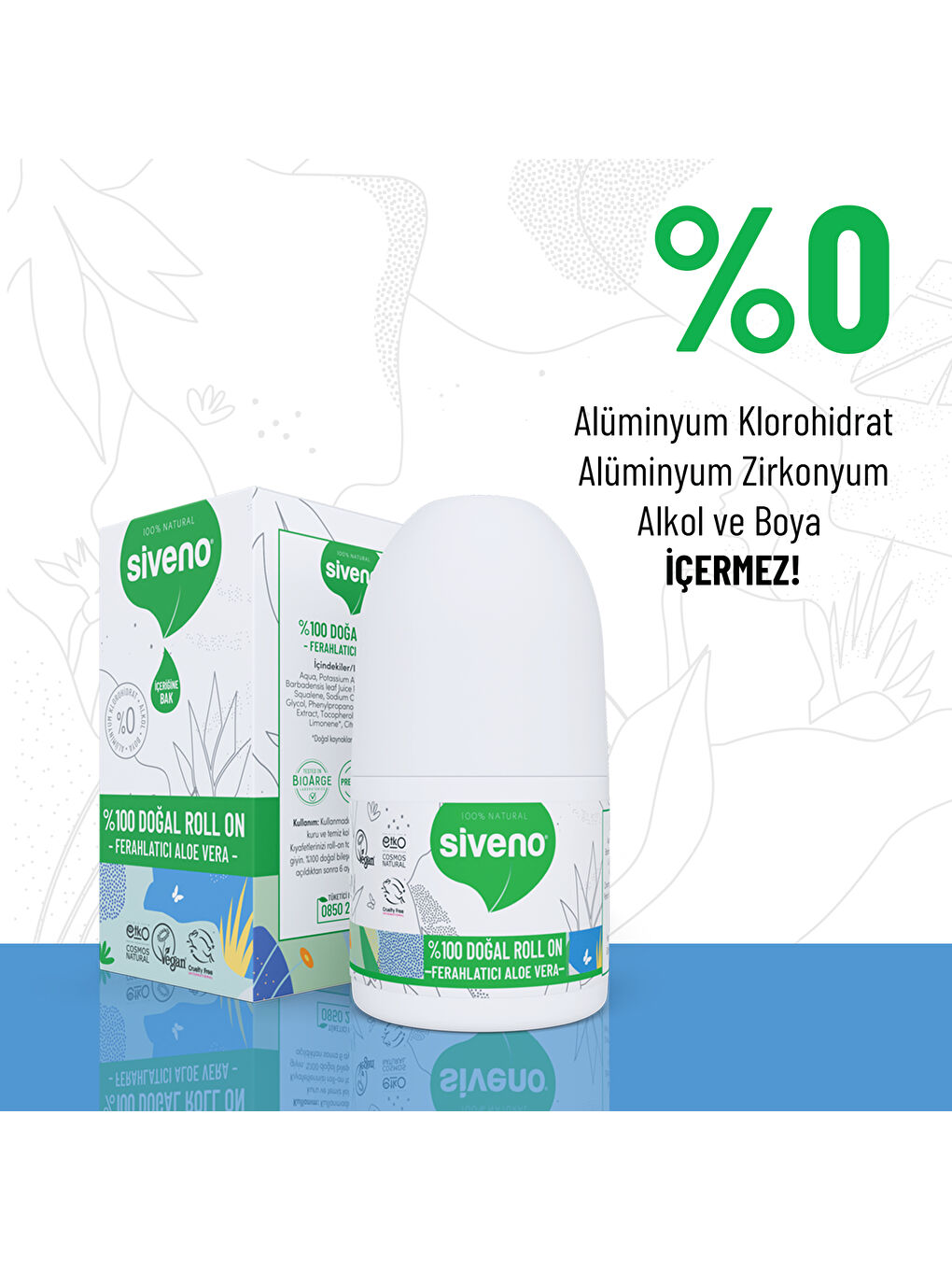 %100 Doğal Roll-On Aloe Vera Deodorant Ter Kokusu Önleyici Bitkisel Lekesiz Vegan 50 ml-2