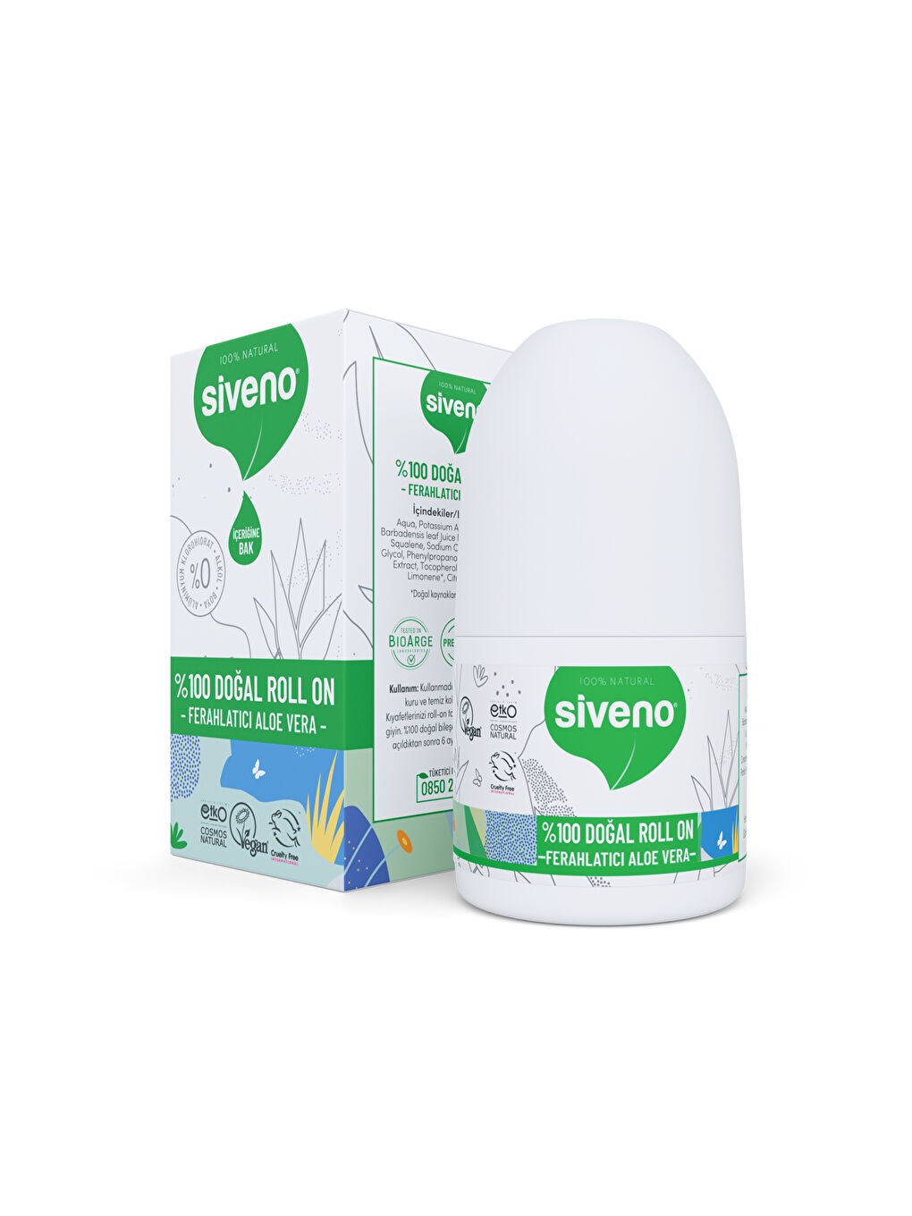 %100 Doğal Roll-On Aloe Vera Deodorant Ter Kokusu Önleyici Bitkisel Lekesiz Vegan 50 ml-6