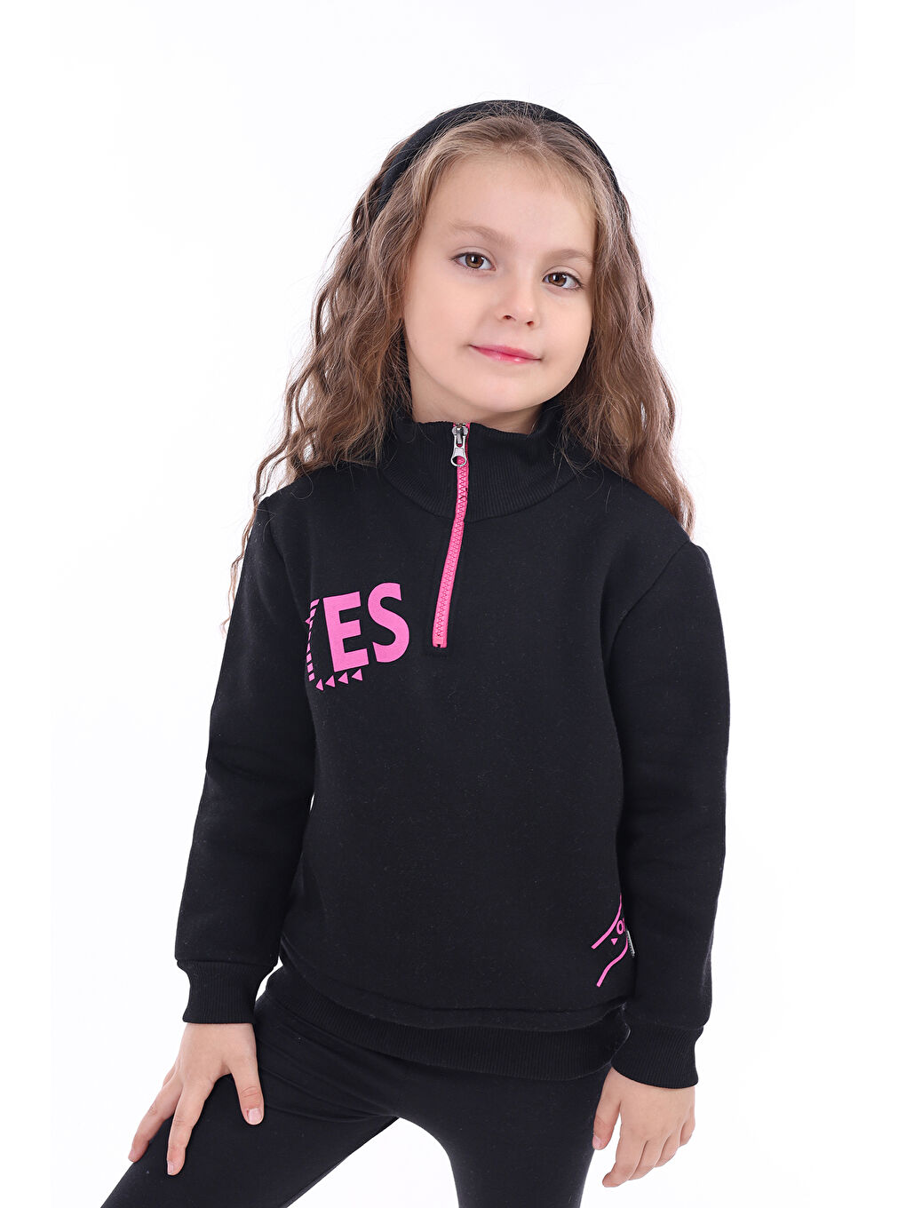 Siyah Kız Çocuk Baskılı Sweatshirt-3