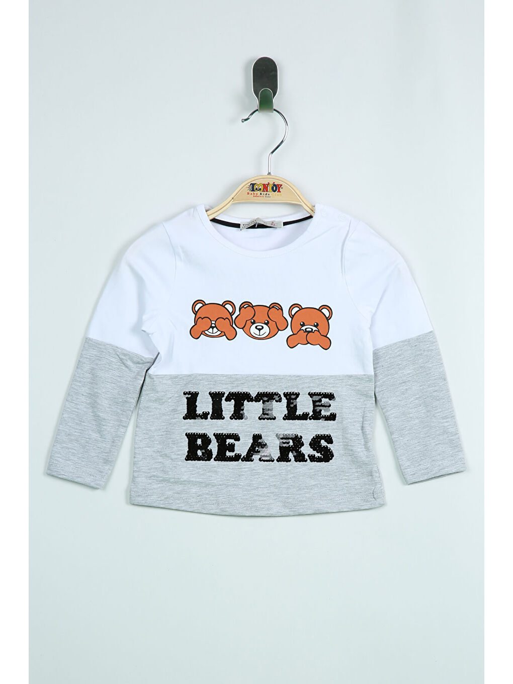 Beyaz Kız Bebek Tişört Little Bears Baskılı-1