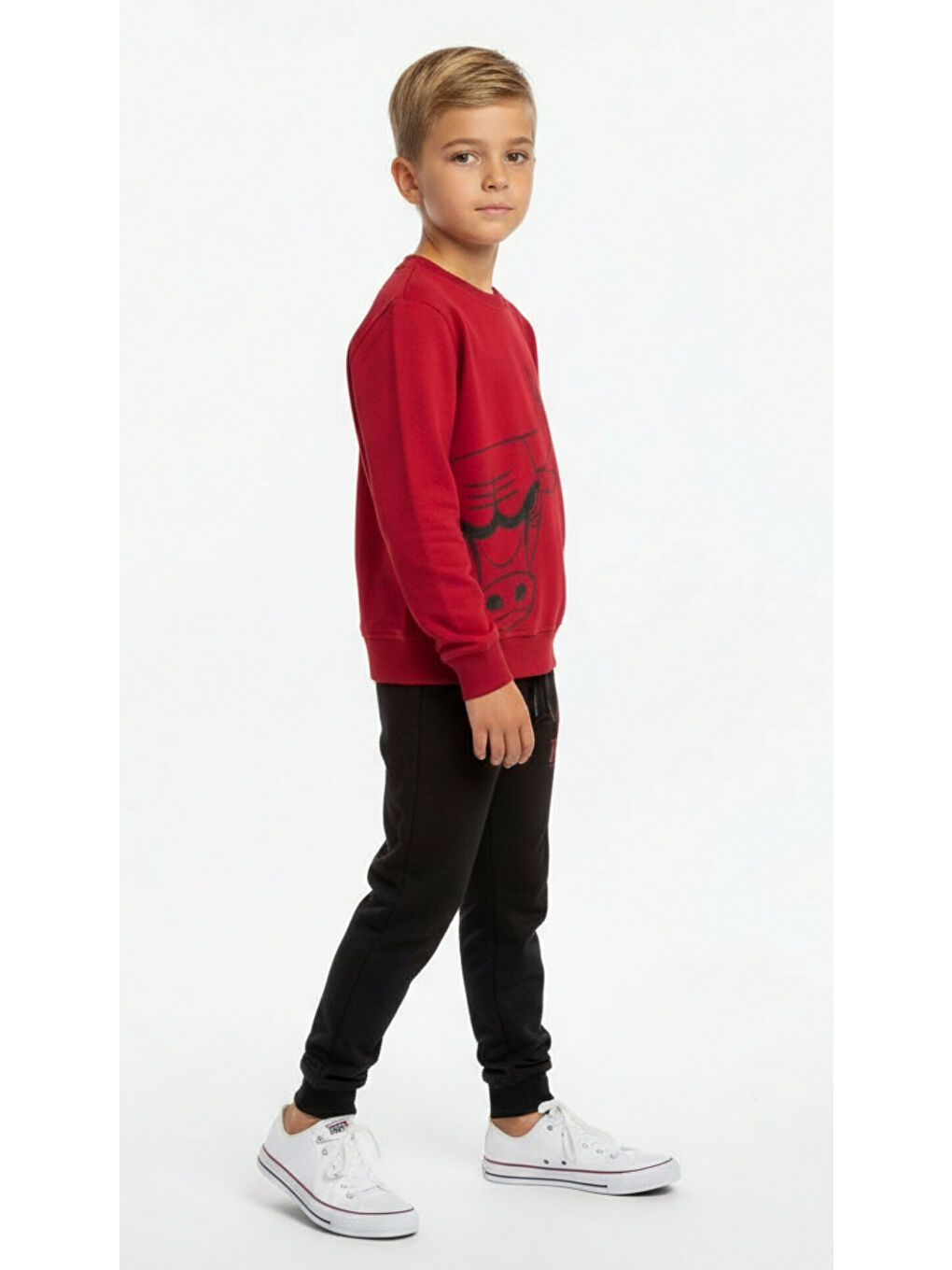 Bordo Erkek Çocuk Baskılı Eşofman Takım-1