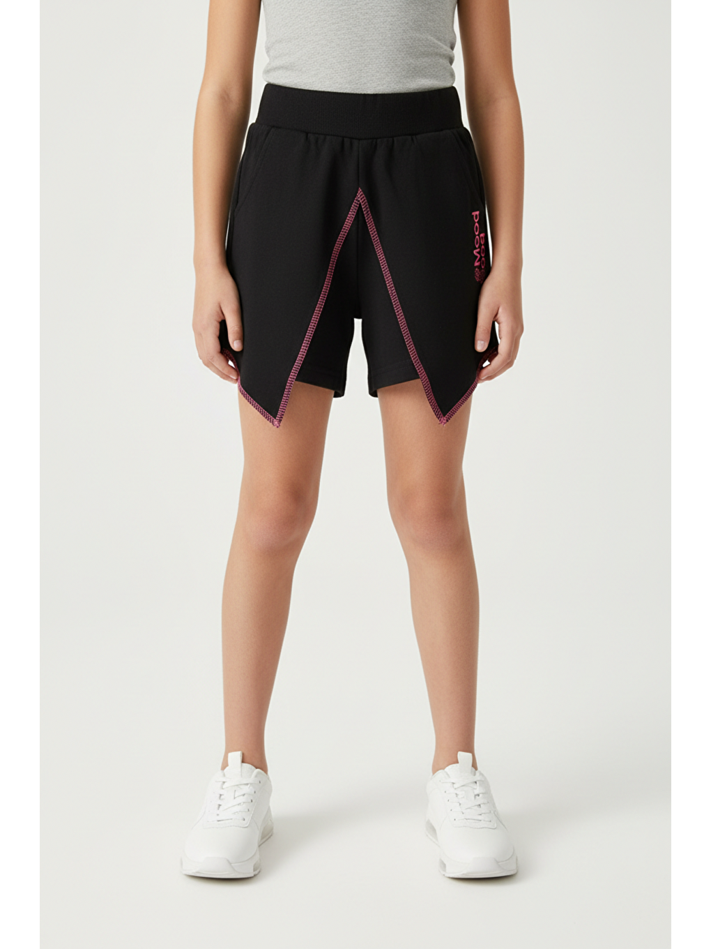 Siyah Kız Çocuk Mood It S A Good Nakışlı Şort