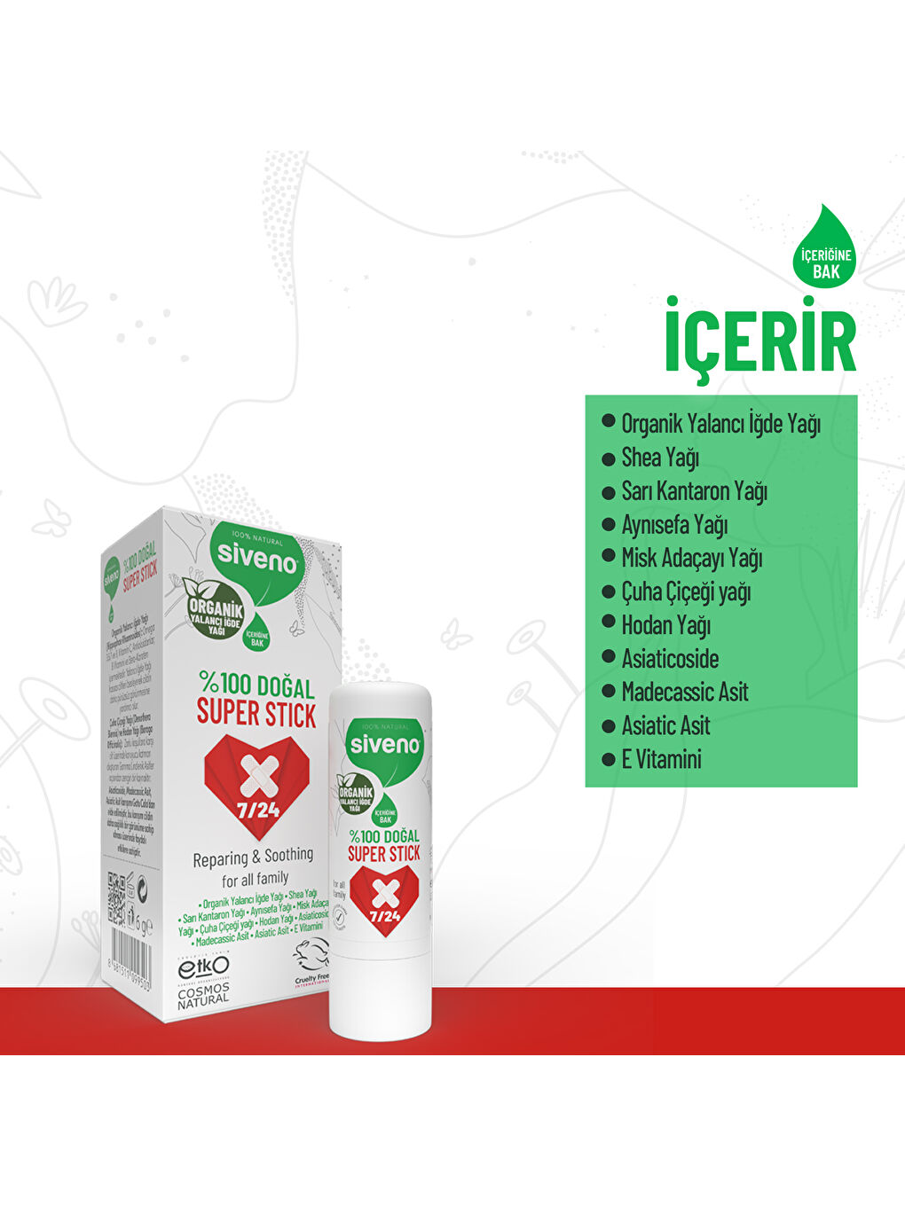 %100 Doğal Super Stick Anlık Yatıştırıcı Onarıcı Organik Yalancı İğde Yağlı Bitkisel 6 G-3