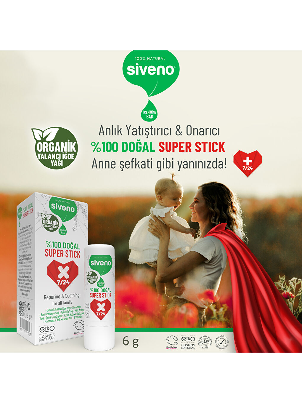 %100 Doğal Super Stick Anlık Yatıştırıcı Onarıcı Organik Yalancı İğde Yağlı Bitkisel 6 G-4