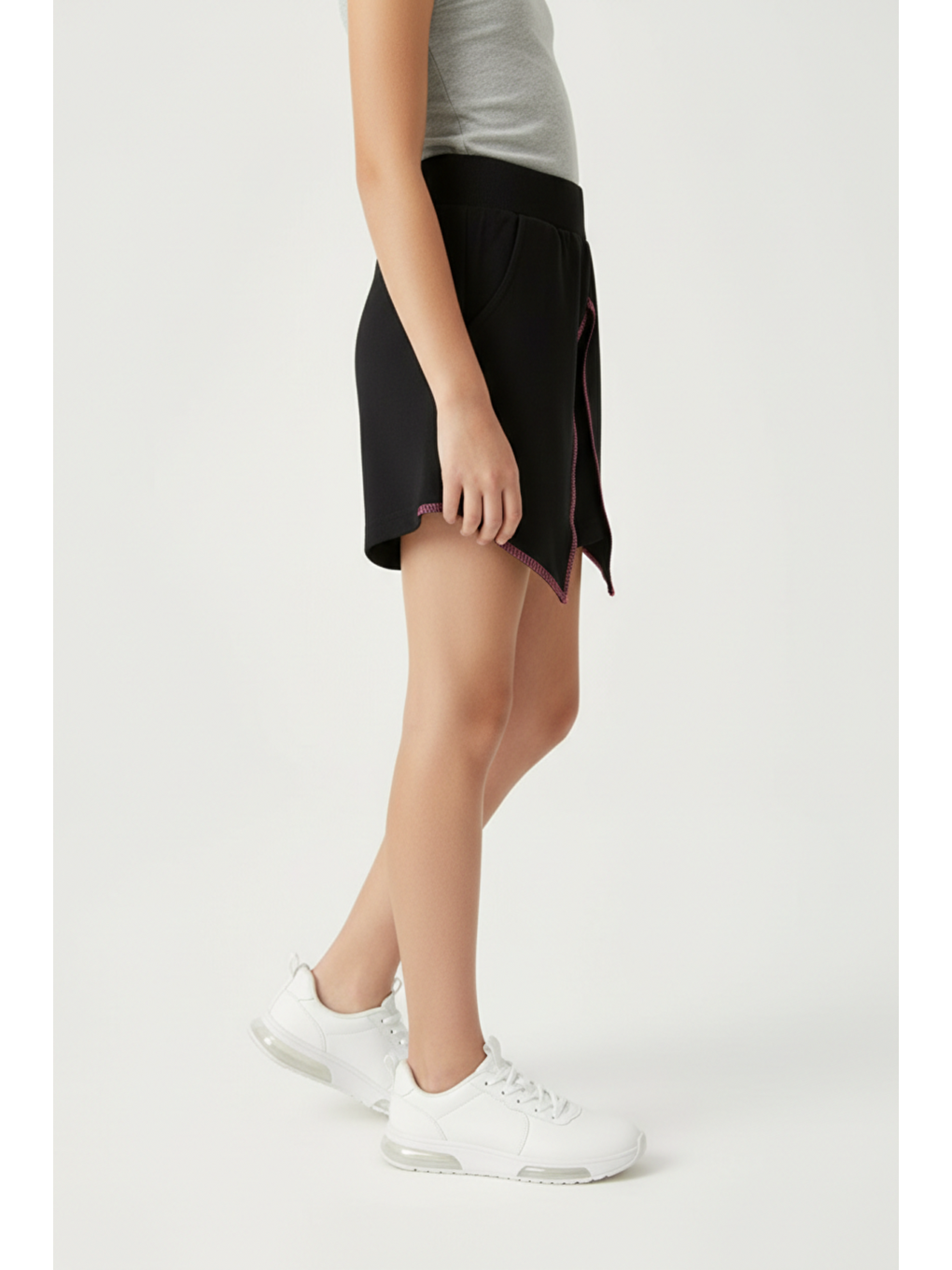 Siyah Kız Çocuk Mood It S A Good Nakışlı Şort-1