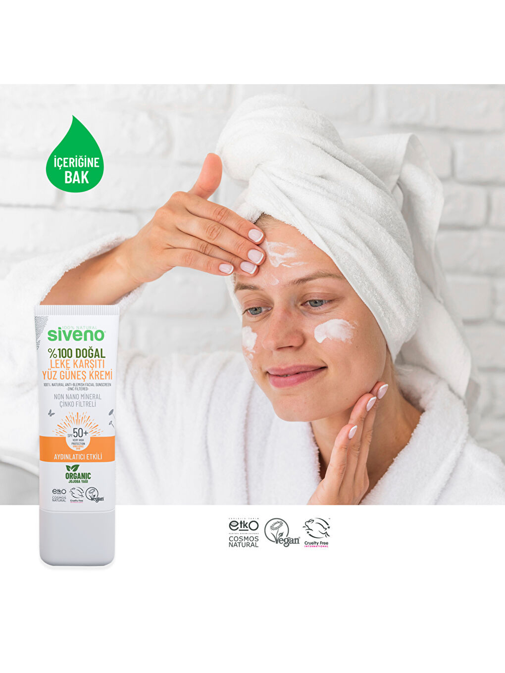 %100 Doğal Yüz Güneş Kremi Leke Karşıtı Aydınlatıcı Çinko Mineral Filtre UVA UVB SPF 50+ 30 ml-4