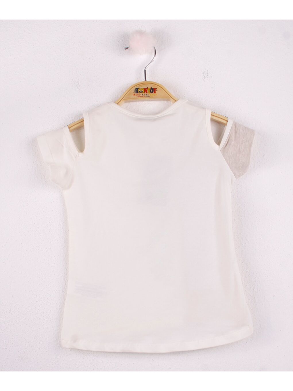 Ekru Kız Çocuk Pineapple Nakış Tişört-1