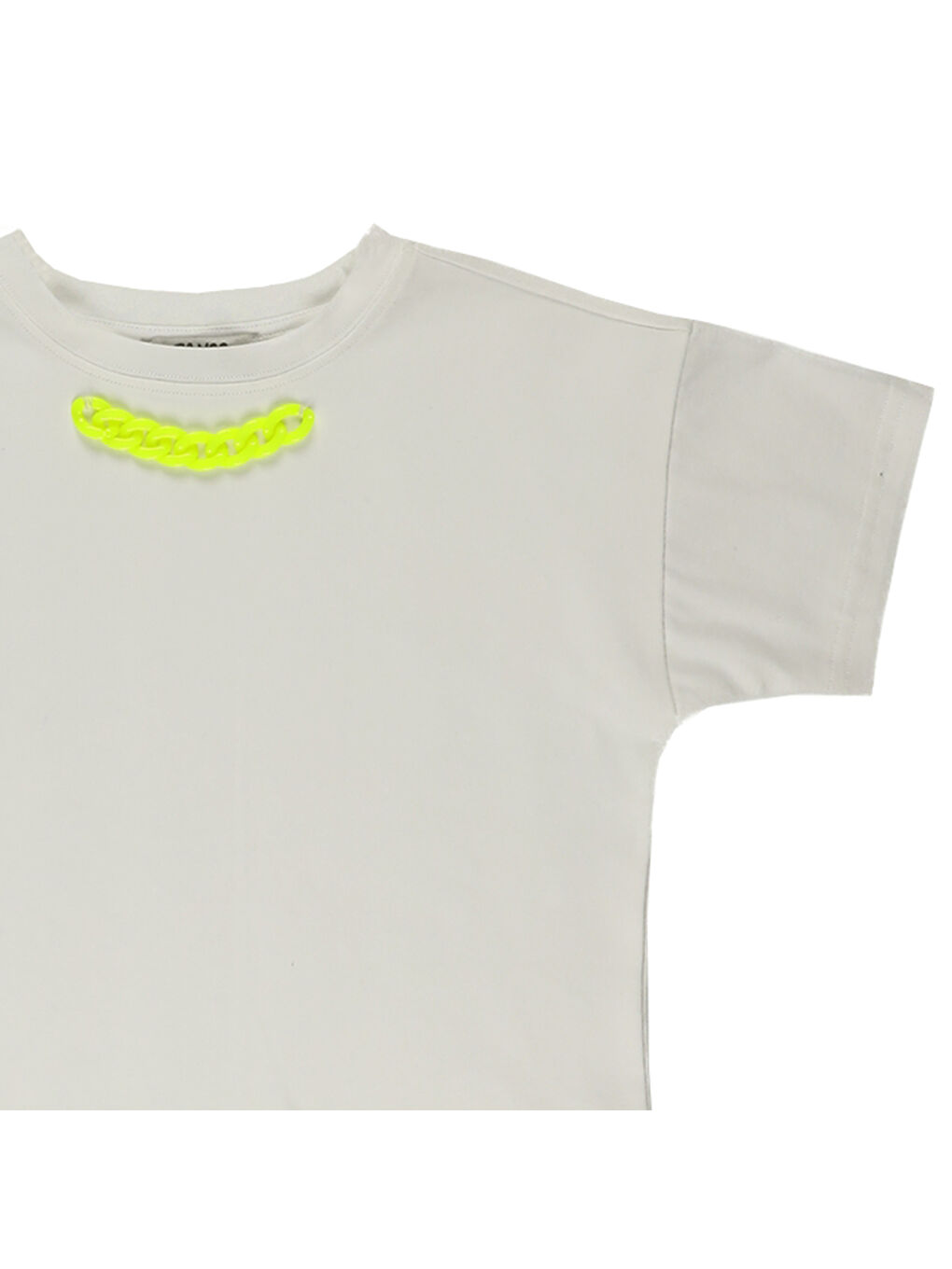 Panço Ekru Kız Çocuk  Neon Zincir Detaylı Kısa Kollu T-Shirt - 2