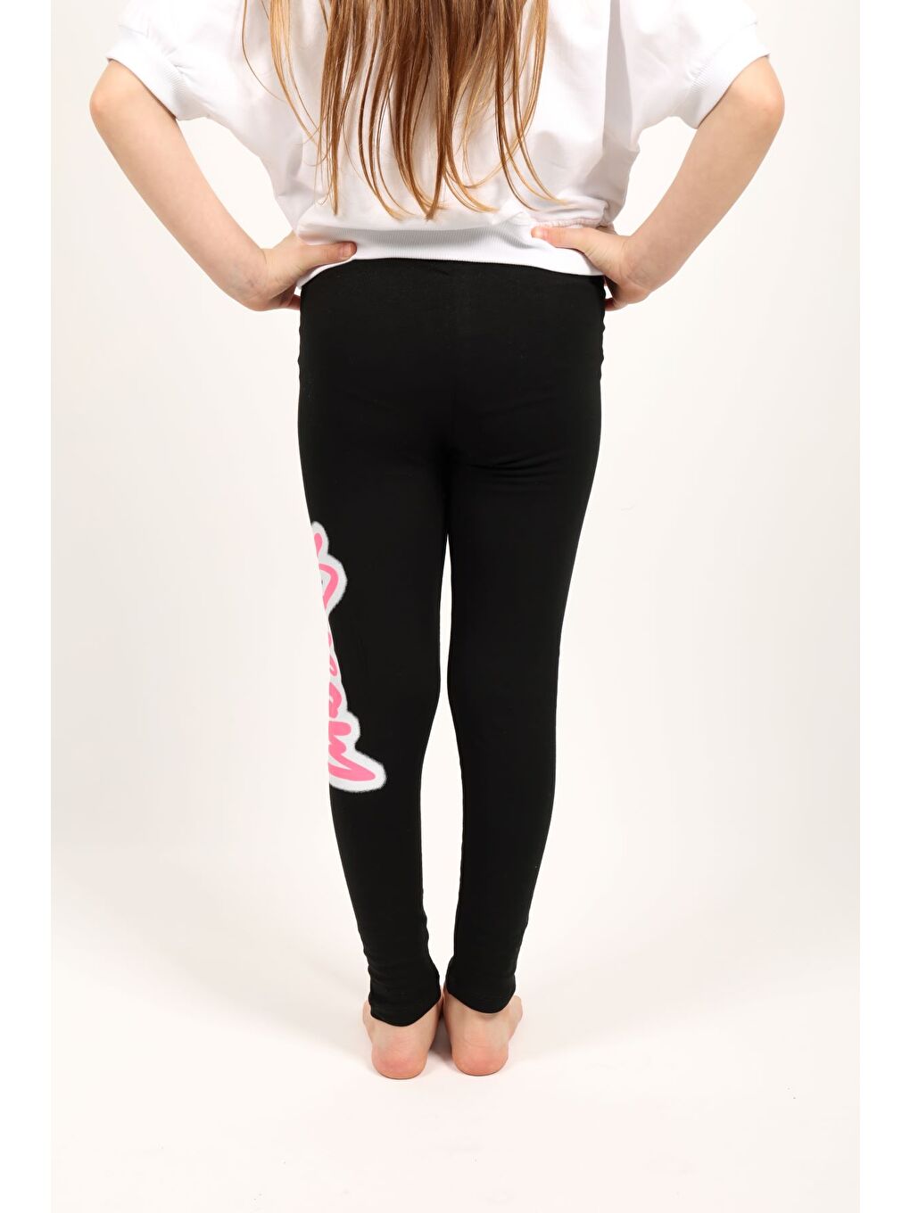 Siyah Kız Çocuk Baskılı Tayt-3