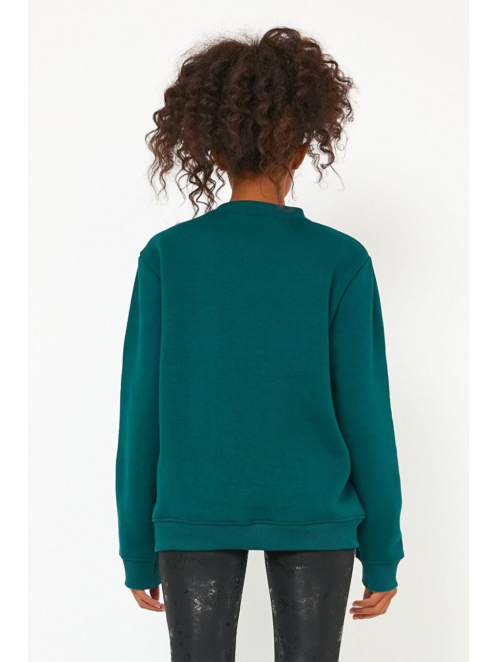 Yeşil Store Kadın Sweatshirt Içi Polarlı Baskılı Oversize Outdoor Sweatshirt-1