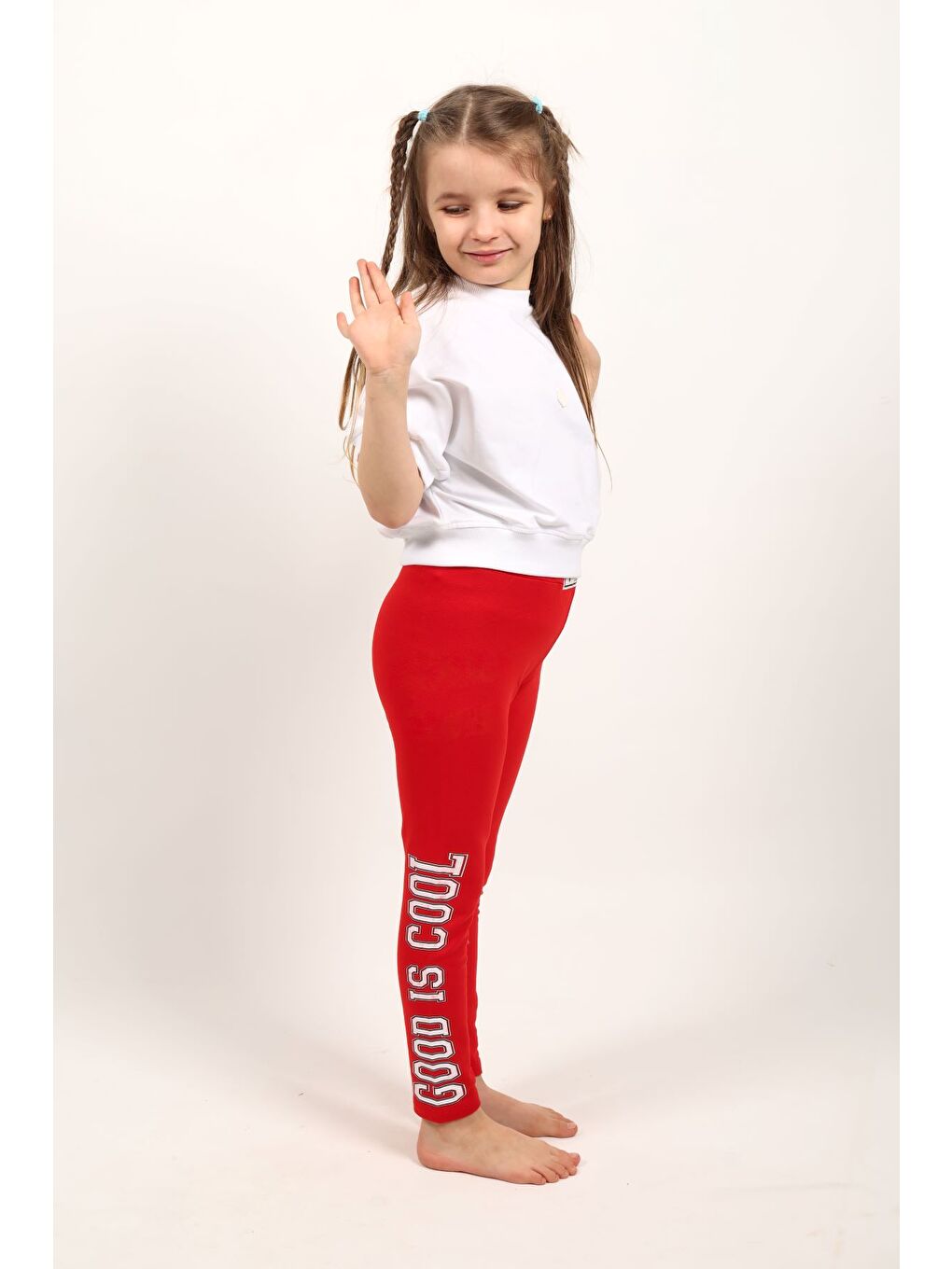 Kırmızı Kız Çocuk Baskılı Tayt-1