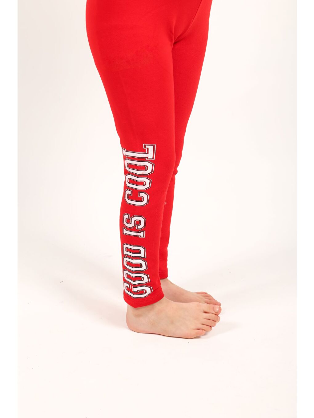 Kırmızı Kız Çocuk Baskılı Tayt-2