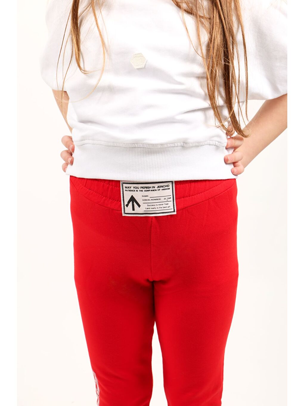 Kırmızı Kız Çocuk Baskılı Tayt-5