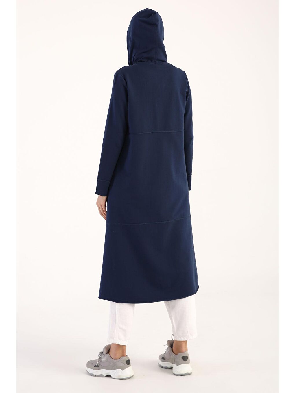 İndigo Pamuklu Kapüşonlu Hırka-4