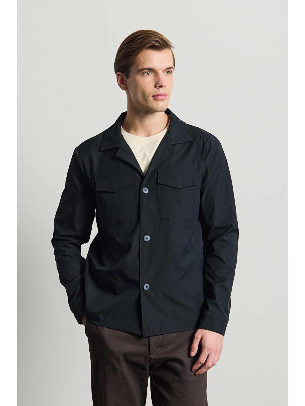 Erkek Cepli Gömlek Ceket Lacivert-4