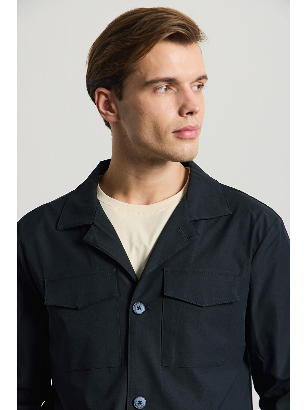 Erkek Cepli Gömlek Ceket Lacivert-5