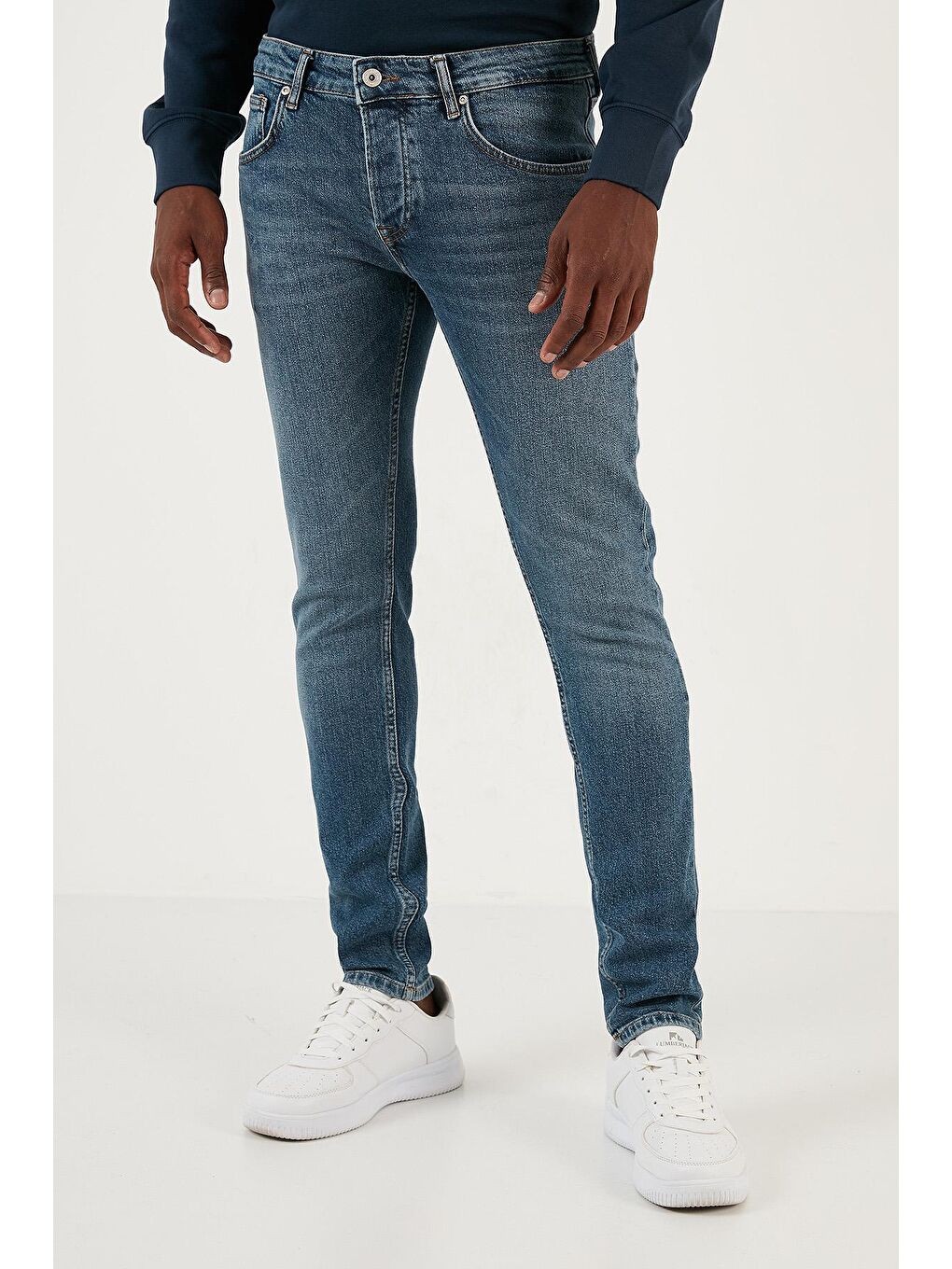 Buratti Mavi Streç Pamuklu Normal Bel Dar Paça Slim Fit Jeans 1116J341NAPOLI - 3