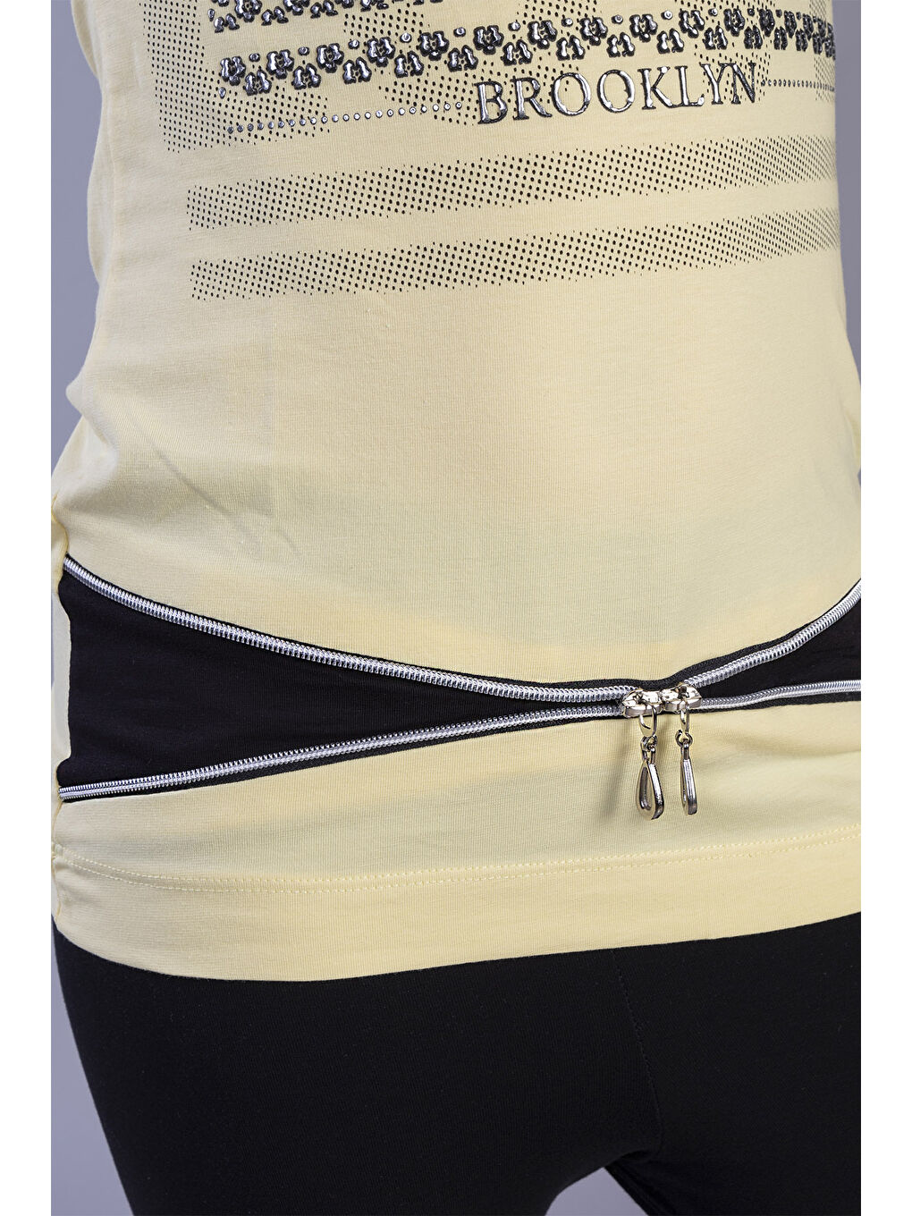 Sarı Kız Çocuk Tişört Love Varak Baskı-1