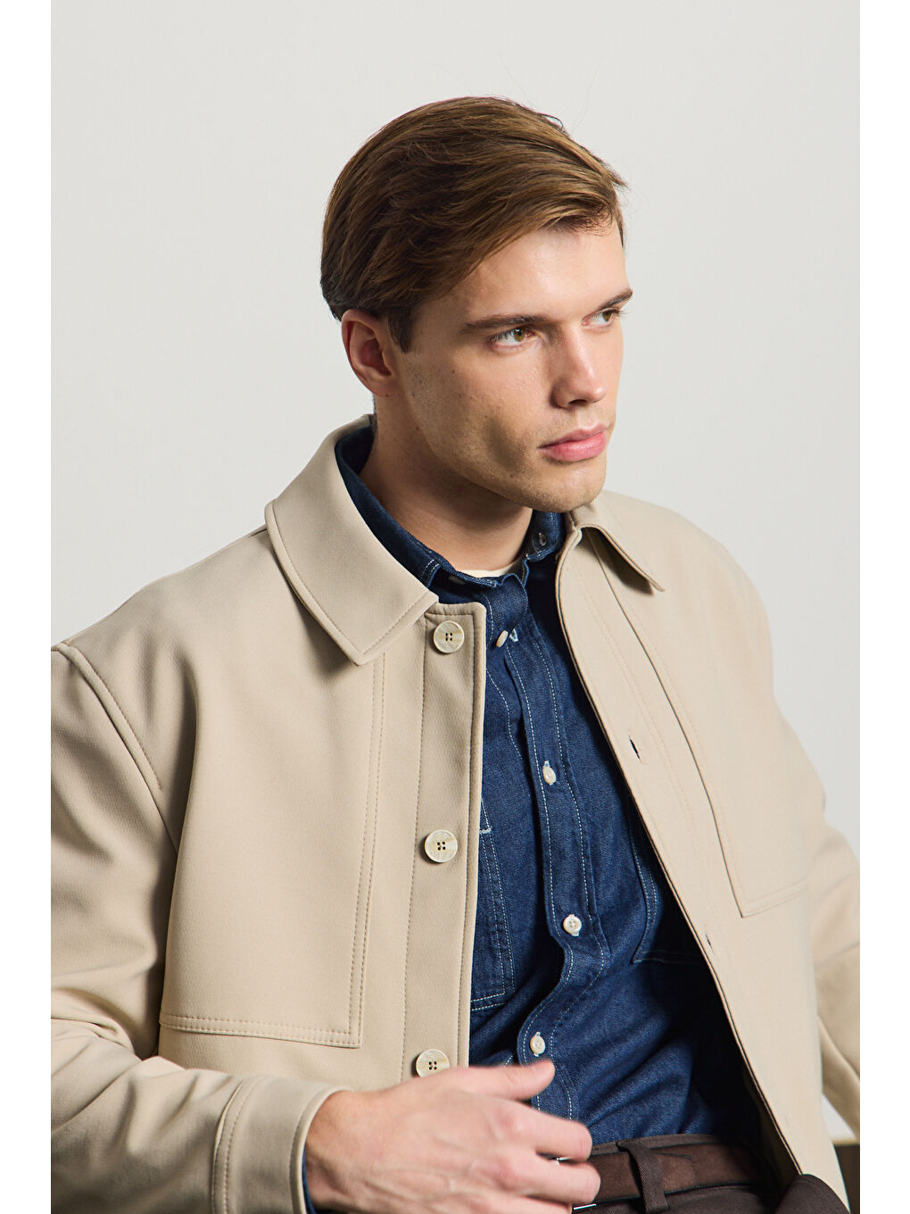 Erkek Yumuşak Dokulu Ceket Bej-3