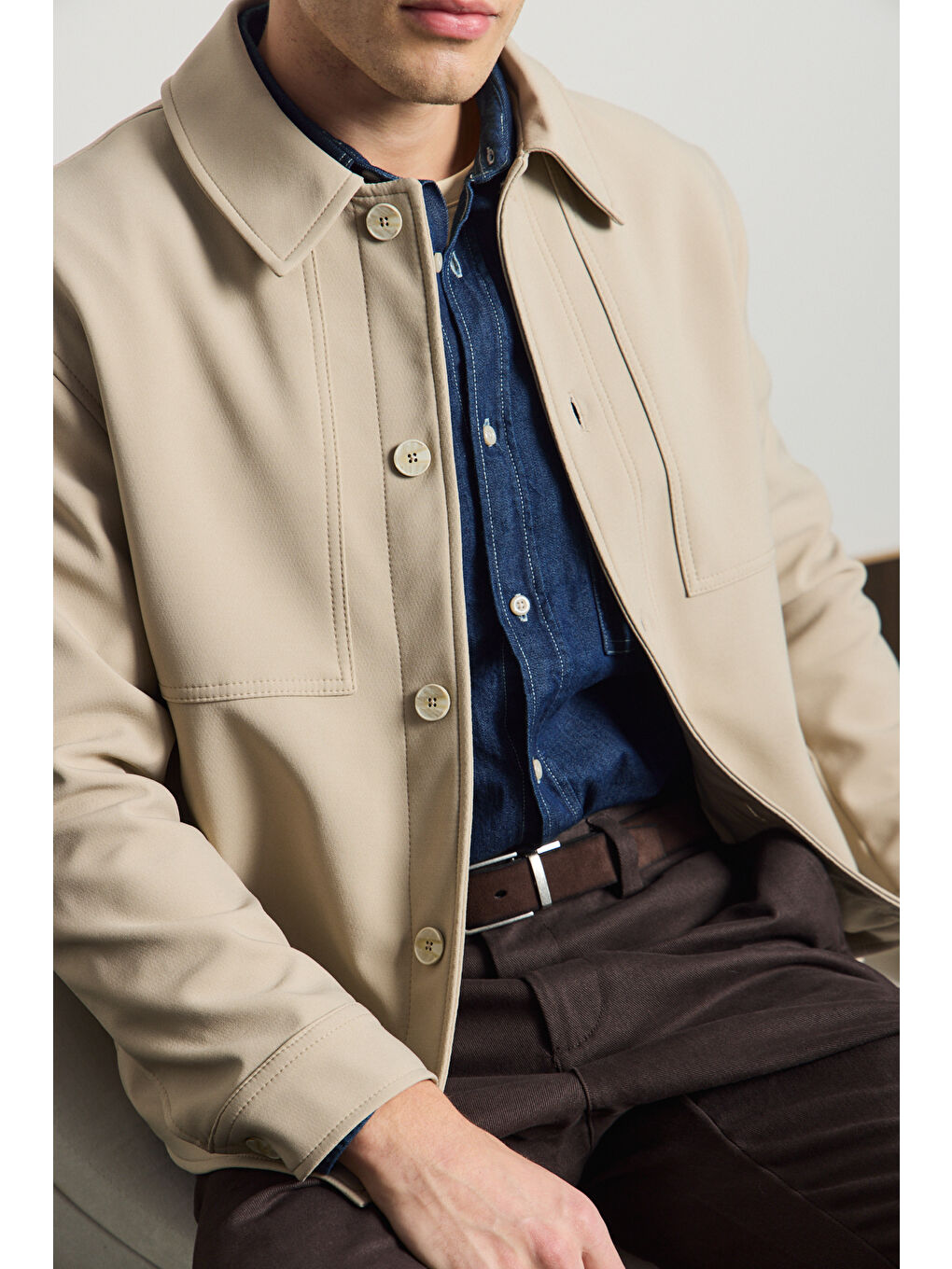 Erkek Yumuşak Dokulu Ceket Bej-4