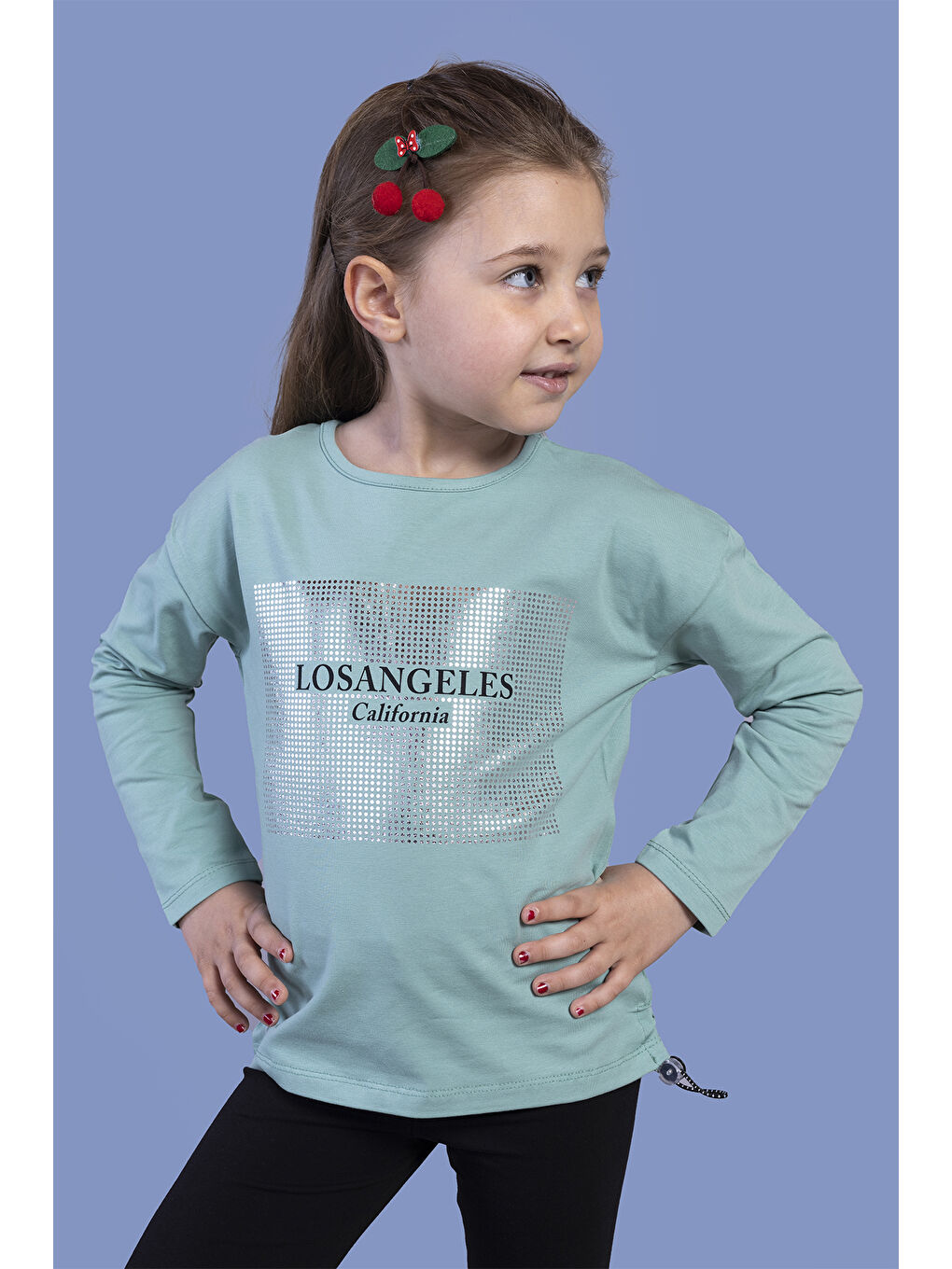 Ekru Kız Çocuk Baskılı Tişört-2