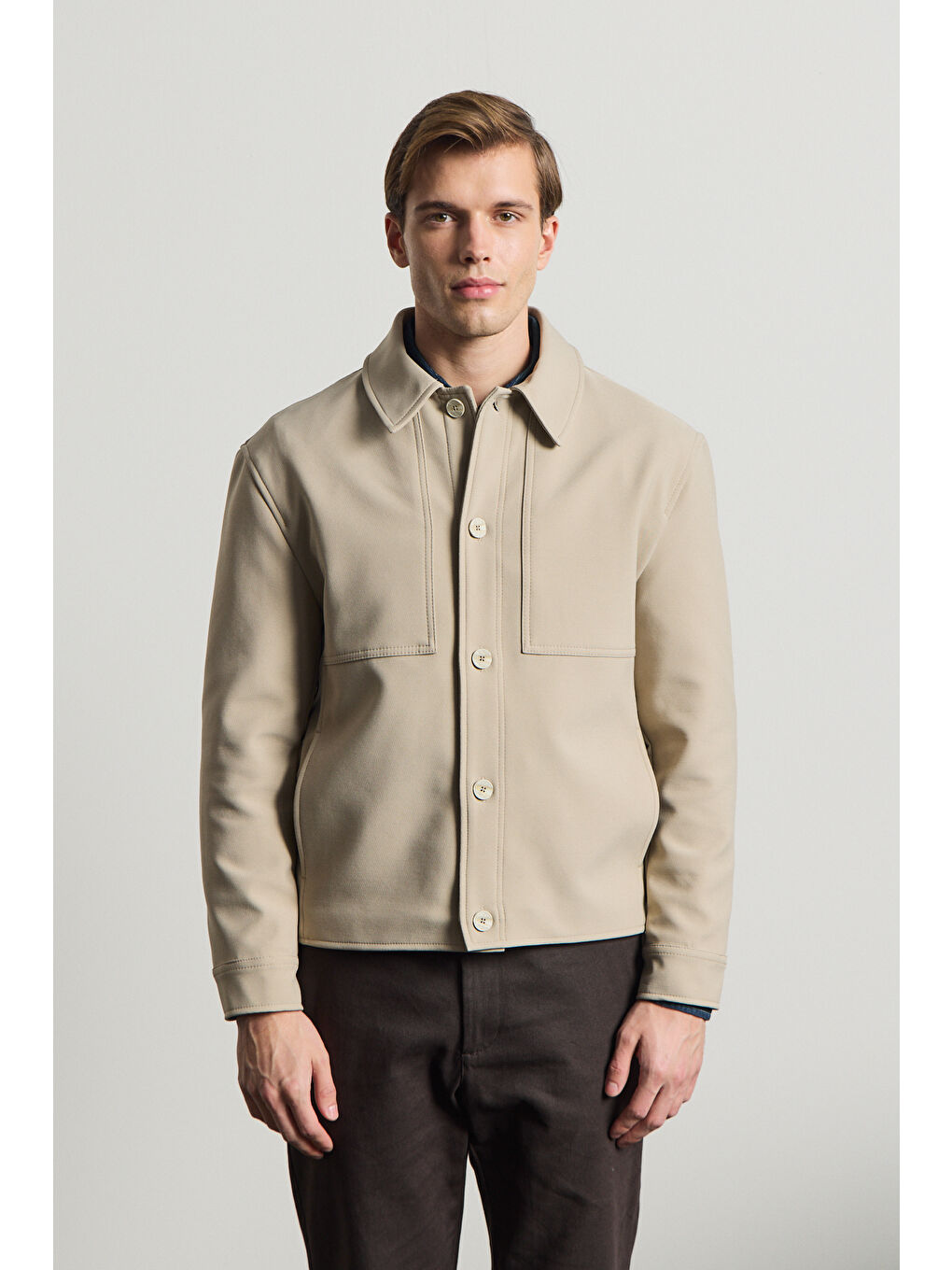 Erkek Yumuşak Dokulu Ceket Bej-5
