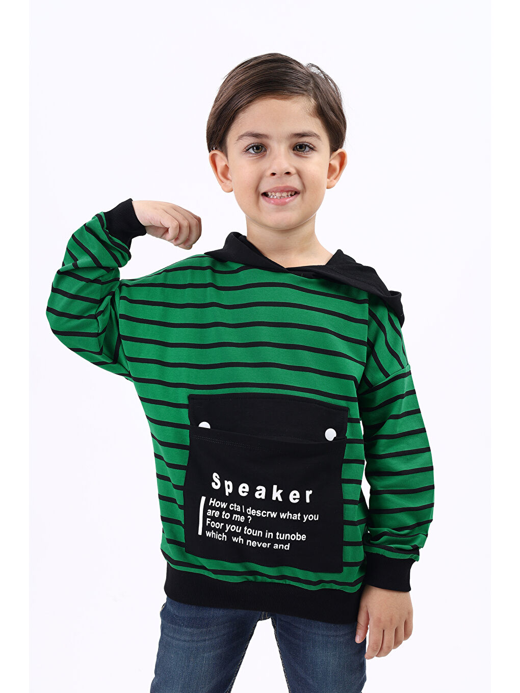 Yeşil Erkek Çocuk Baskılı Sweatshirt-3