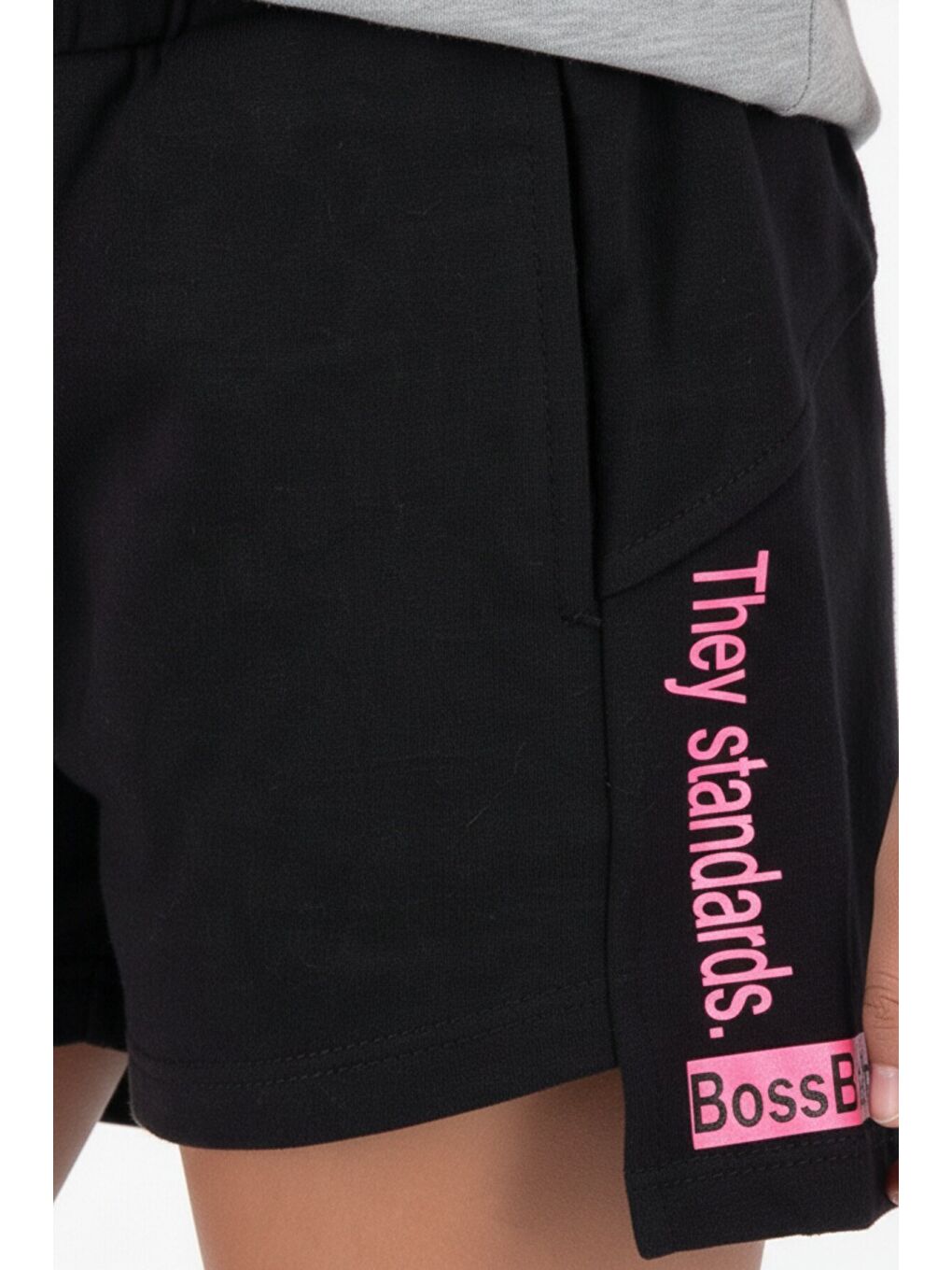 Siyah Kız Çocuk They Standards Baskılı Şort-3