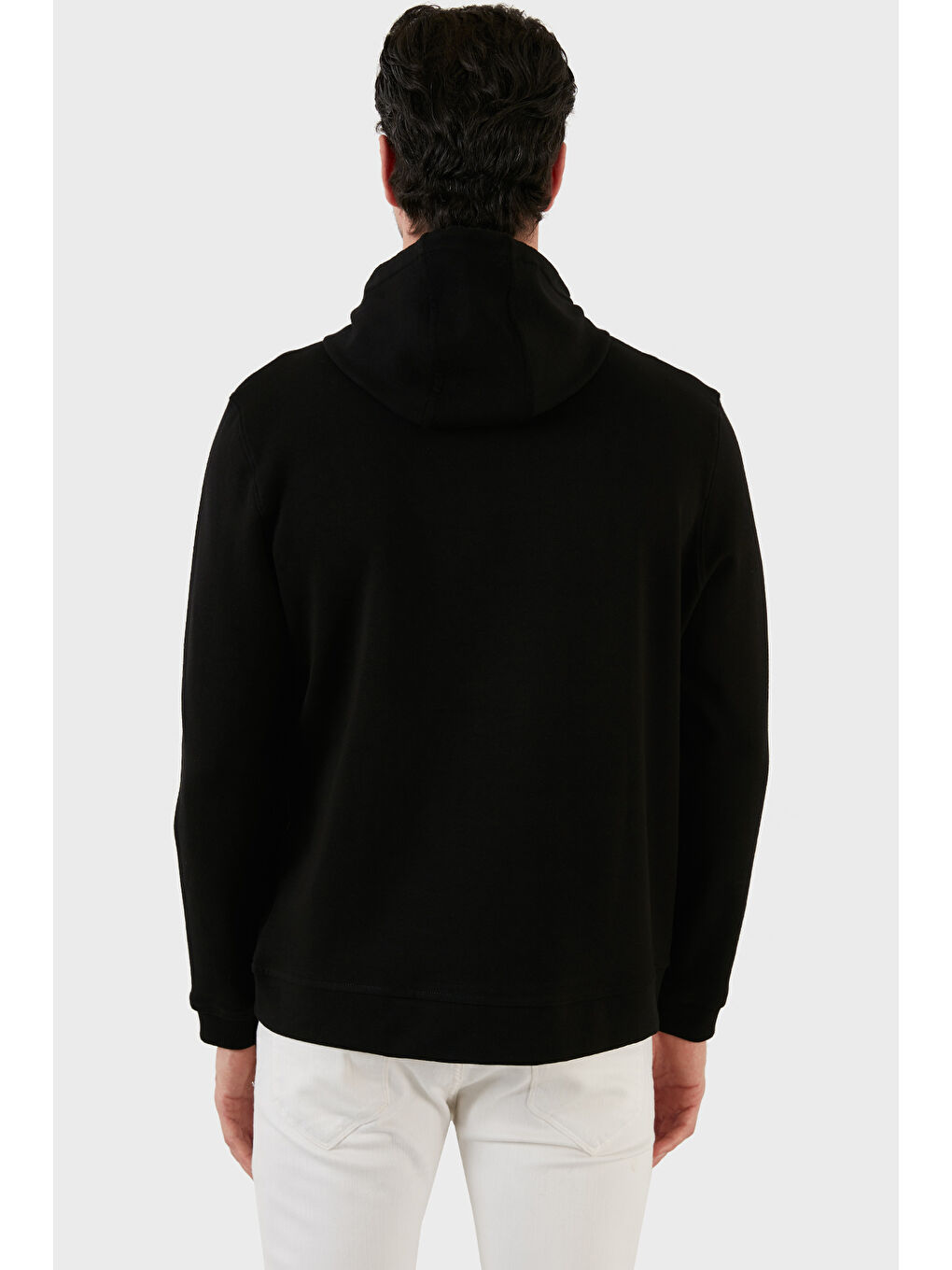 Siyah Pamuklu Regular Fit Baskılı Kanguru Cepli Kapüşonlu Sweat 6141004B-4