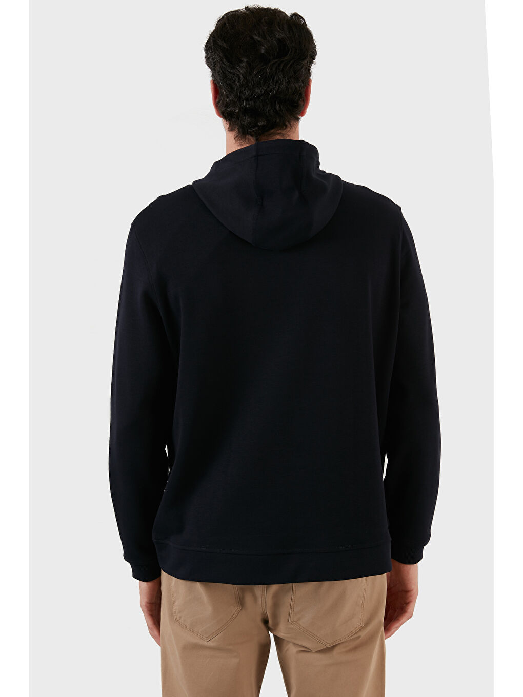 Lacivert Pamuklu Regular Fit Baskılı Kanguru Cepli Kapüşonlu Sweat 6141004B-3