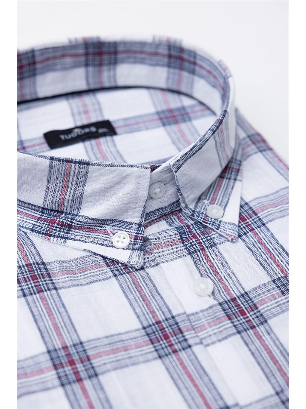 Siyah Kısa Kol Kareli Ketenli Pamuk Büyük Beden Erkek Gömlek