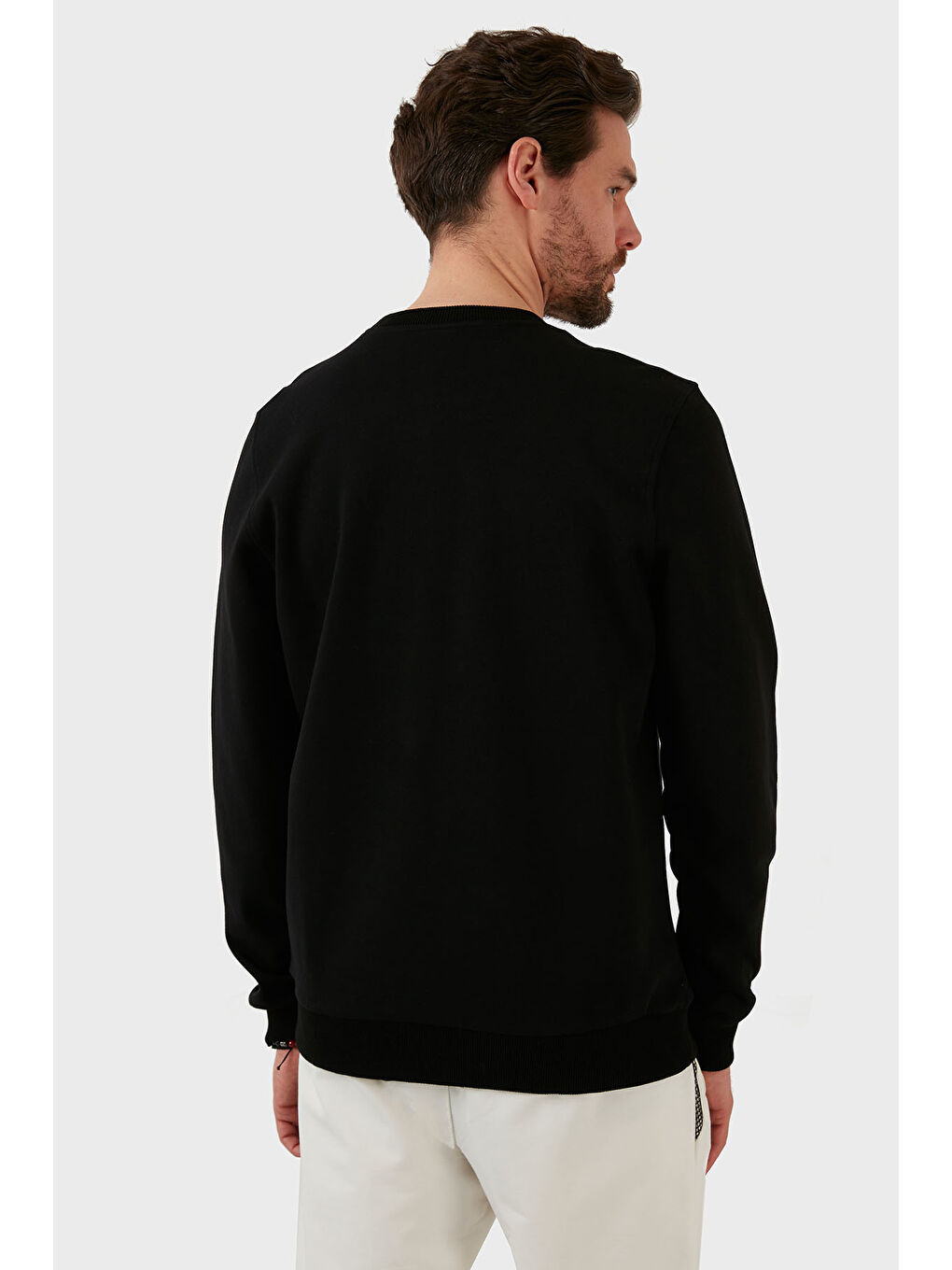 Siyah Baskılı Pamuk Karışımlı Regular Fit Bisiklet Yaka Sweat 6141002B-4