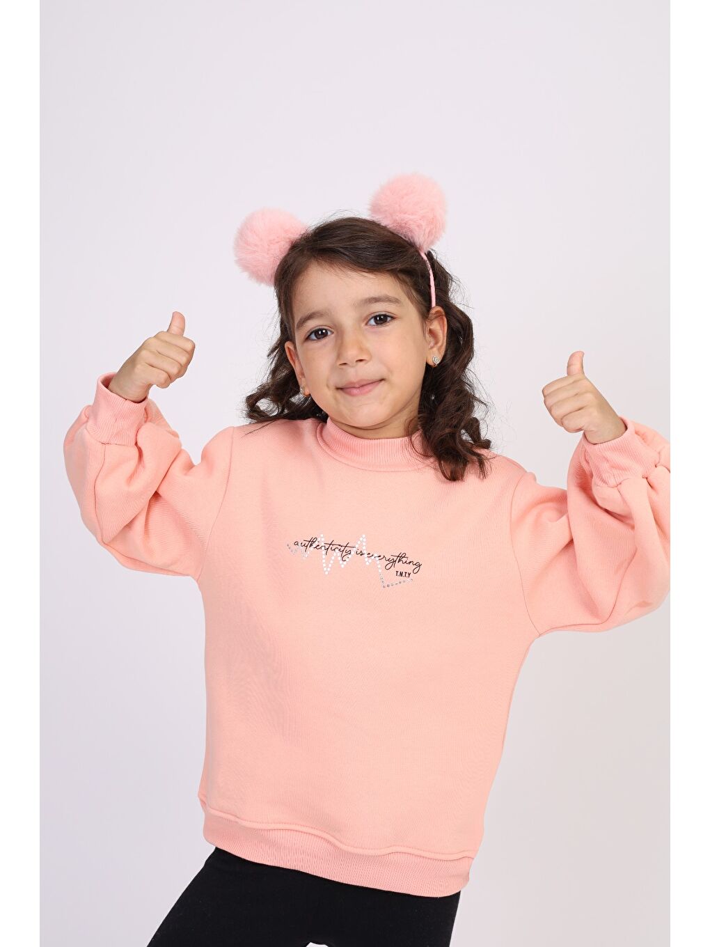 Pembe Kız Çocuk Baskılı Sweatshirt-2