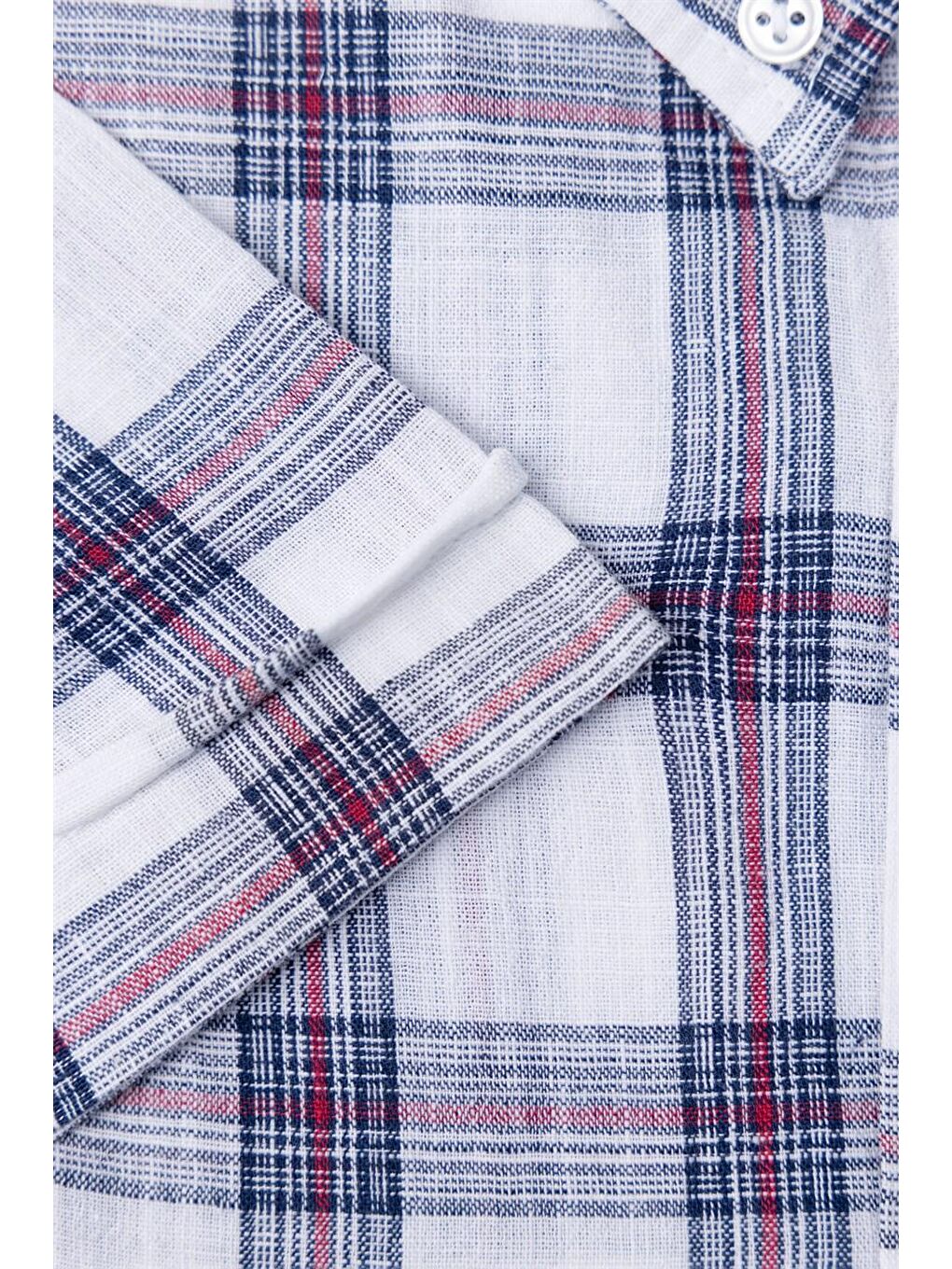 Siyah Kısa Kol Kareli Ketenli Pamuk Büyük Beden Erkek Gömlek-2