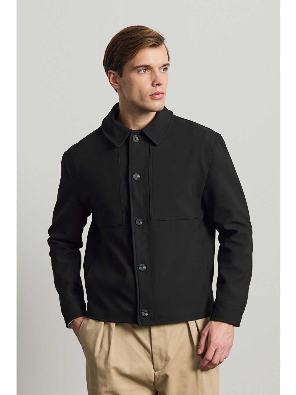 Erkek Yumuşak Dokulu Ceket Siyah-3