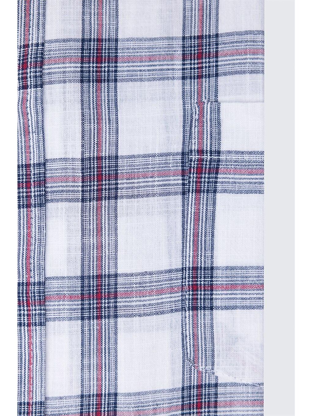 Siyah Kısa Kol Kareli Ketenli Pamuk Büyük Beden Erkek Gömlek-3