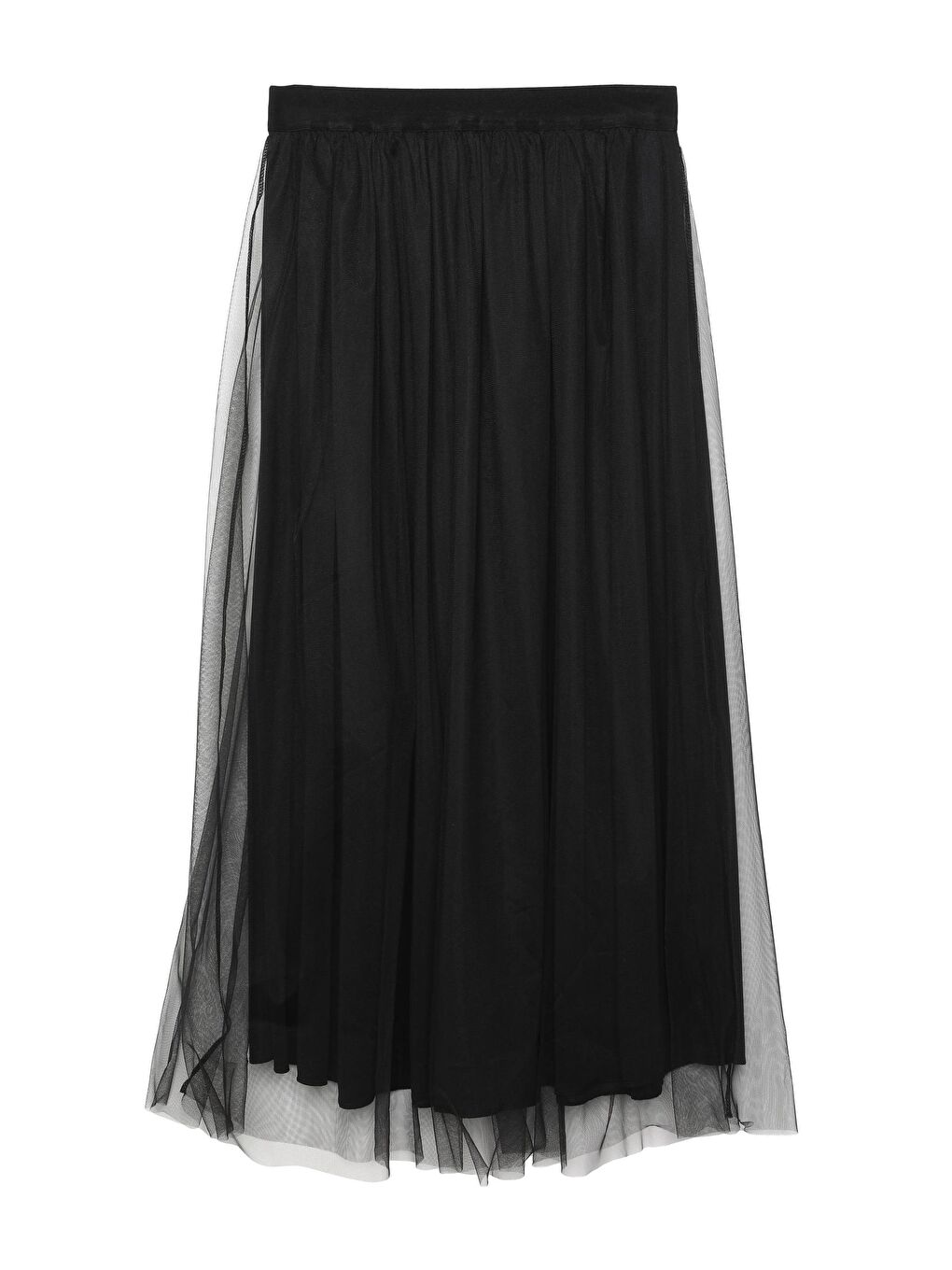 Tül Detaylı Etek Siyah-1