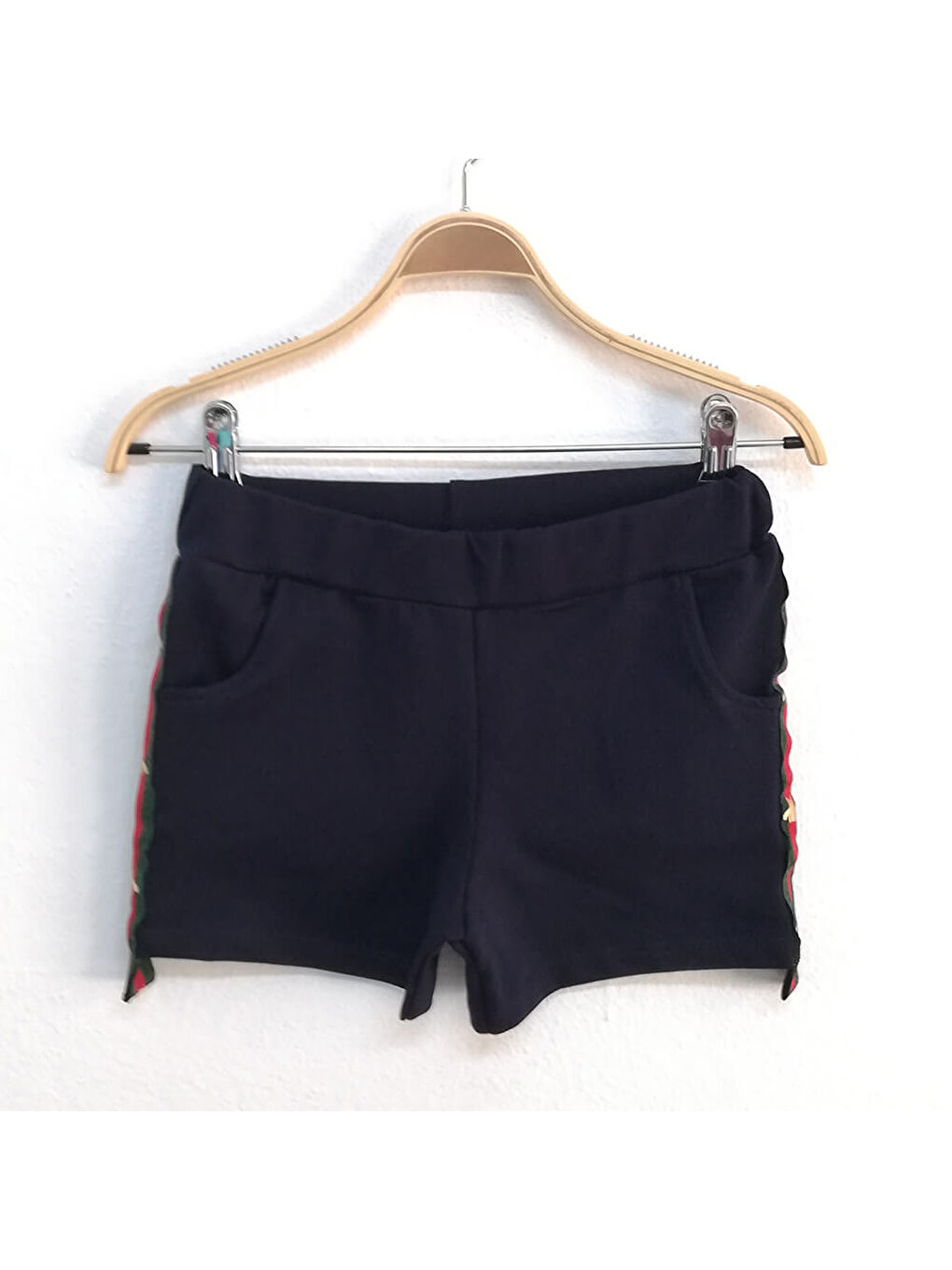 Lacivert Kız Çocuk Yanı Şeritli Şort