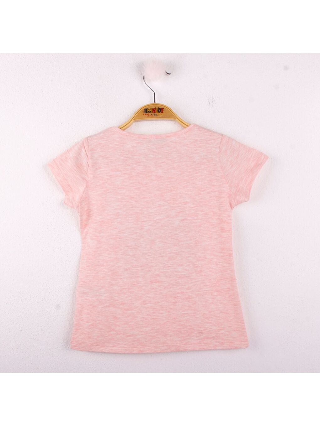 Pembe Kız Çocuk Leopar Baskılı Pullu Tişört-1