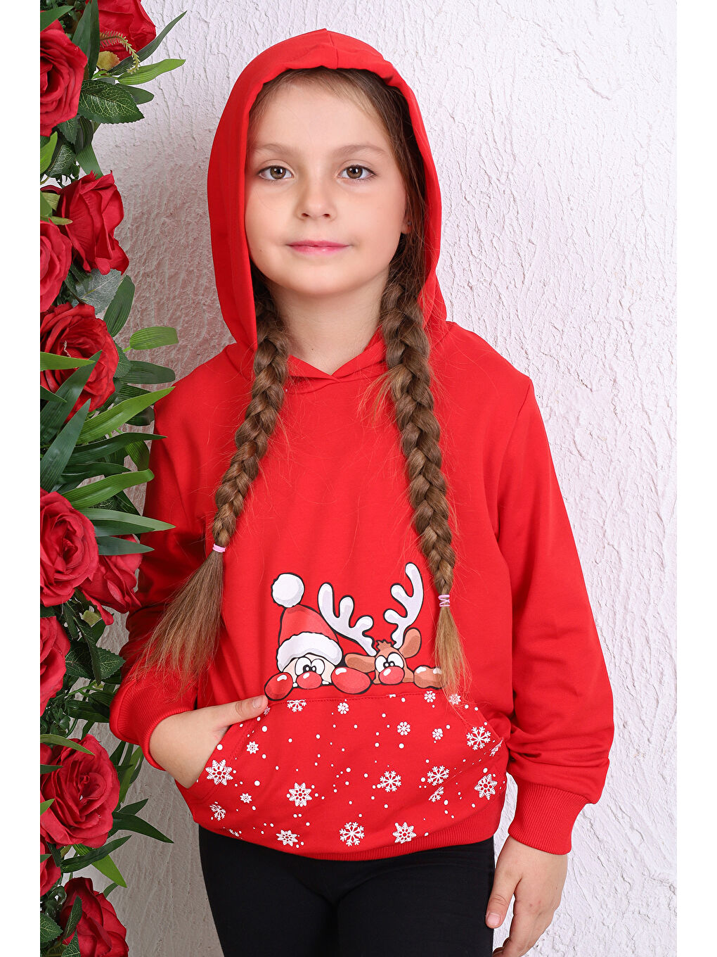 Kırmızı Unisex Çocuk Baskılı Sweatshirt-1